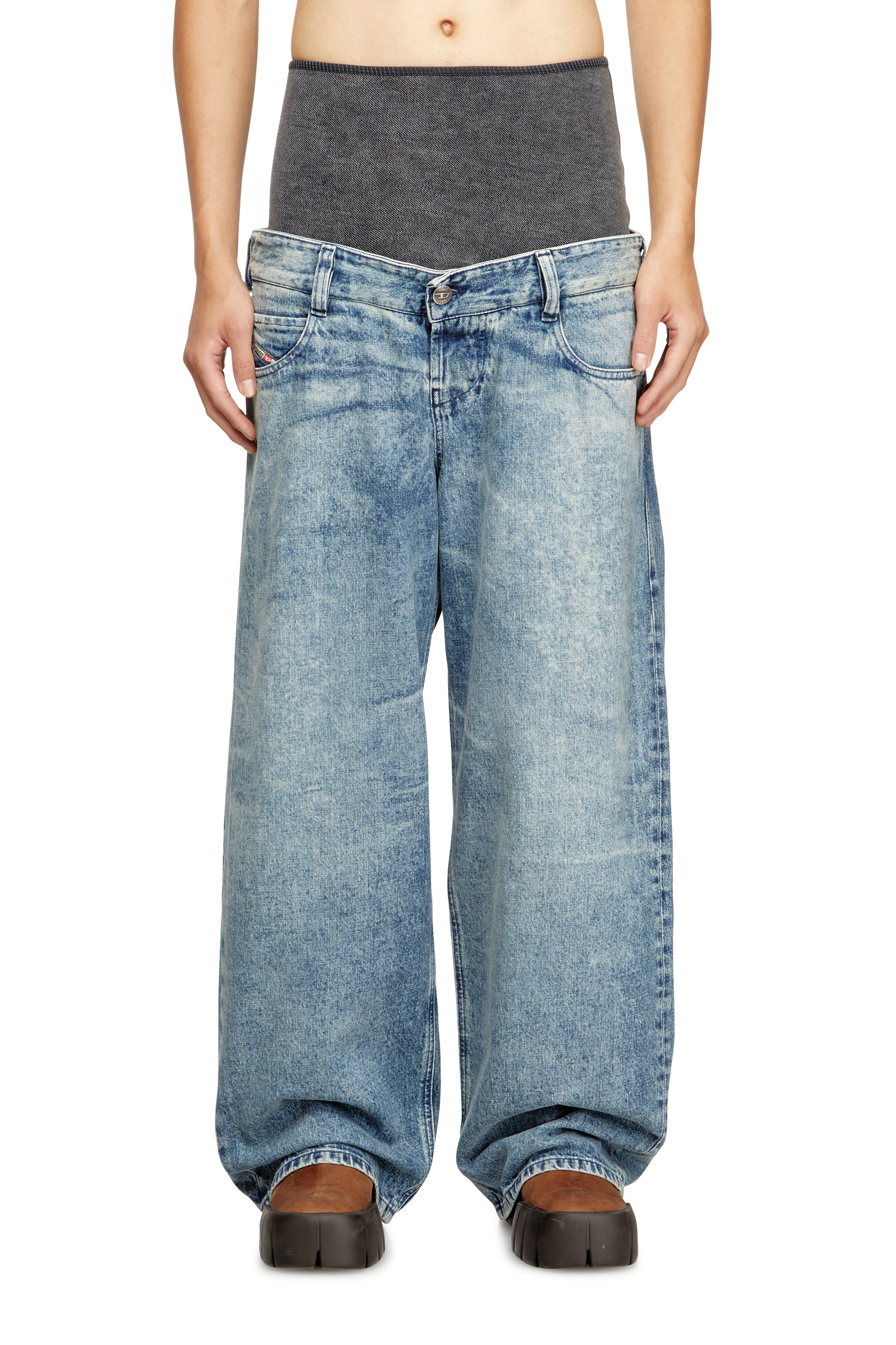 Diesel - Relaxed Jeans D-Eni 09N97 Uomo, Blu medio - Image 3
