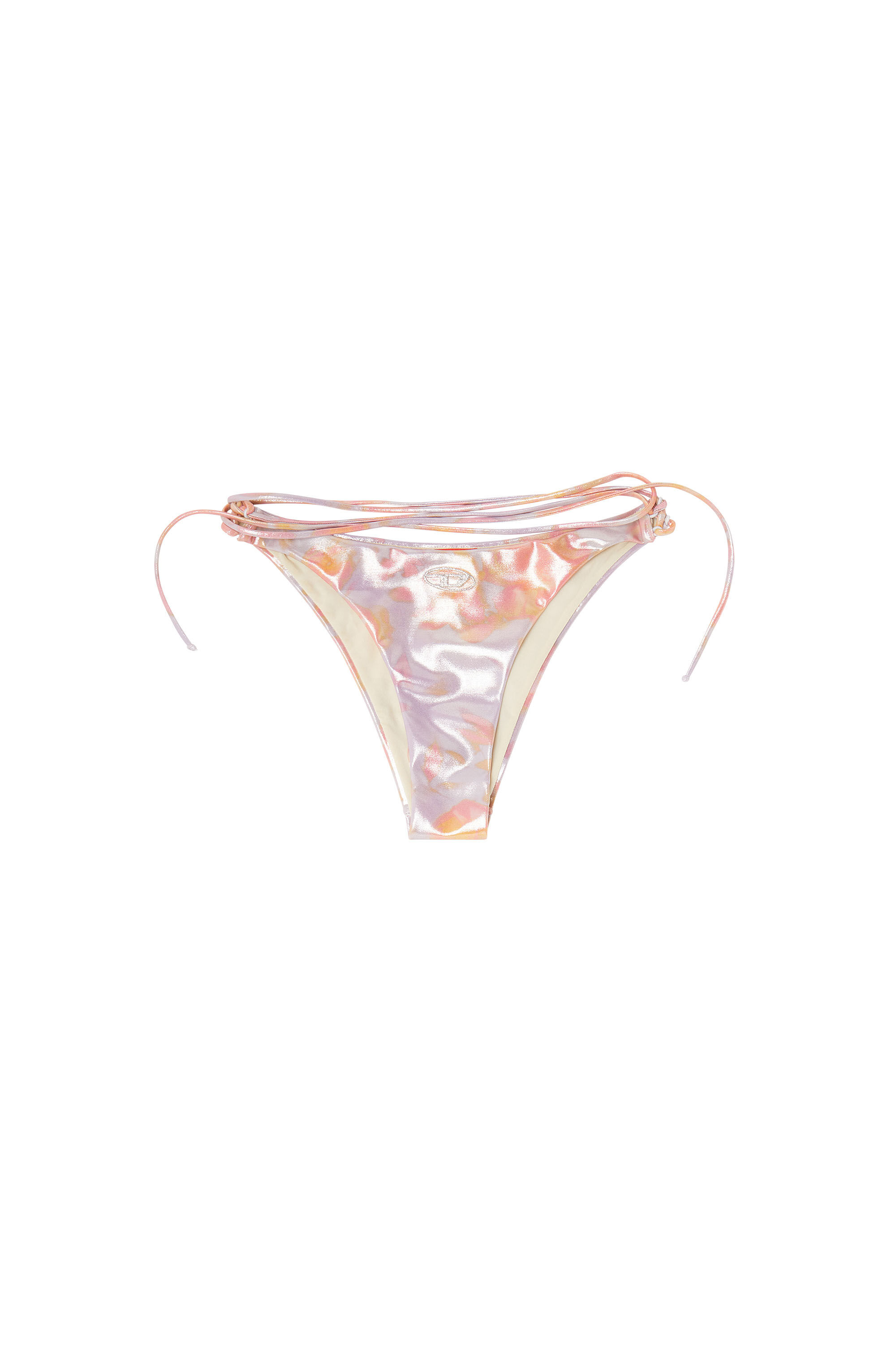 Diesel - GIUSY-UTLT, Bas de bikini &agrave; brides m&eacute;talliques imprim&eacute; floral Femme in Violet - 4