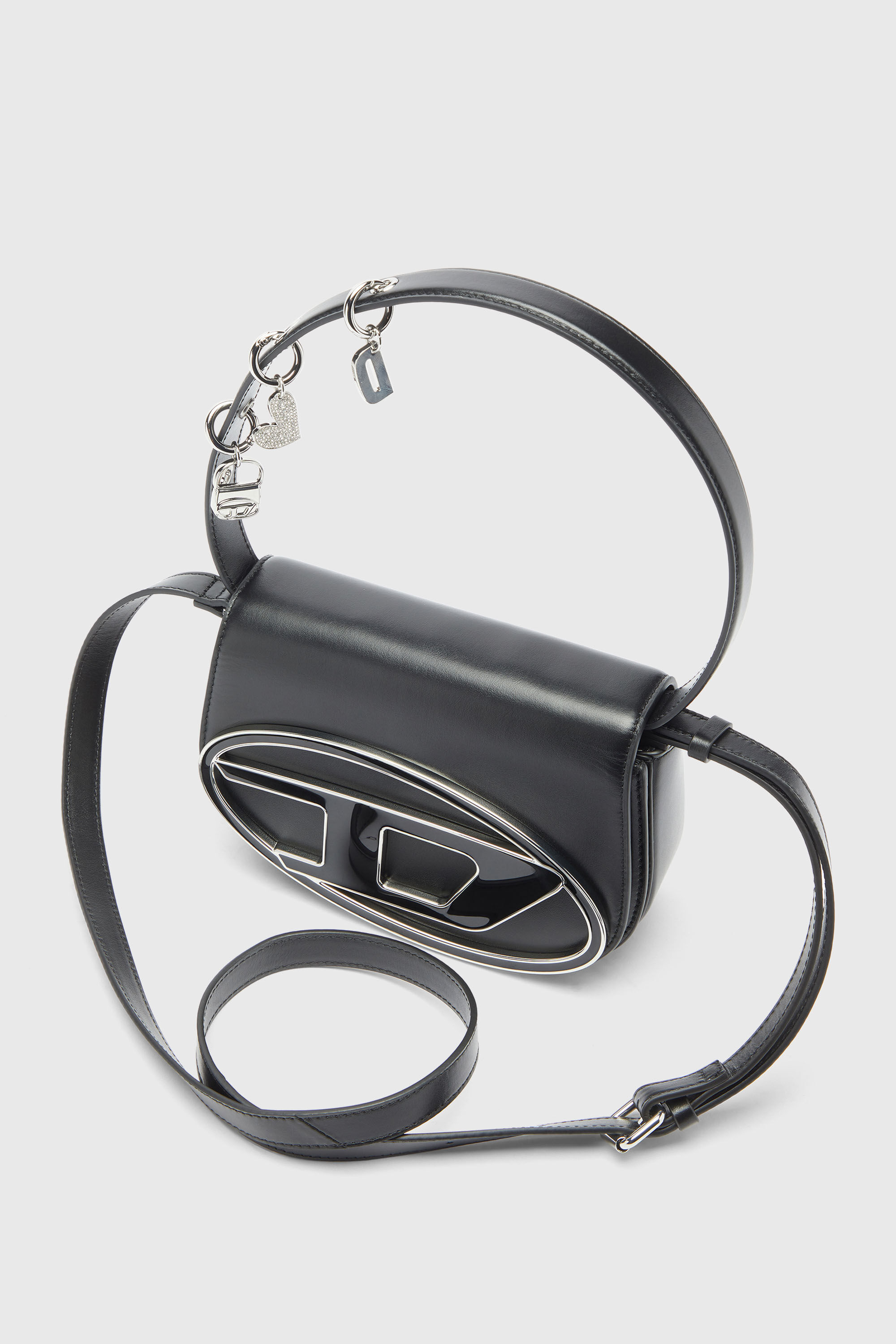 Diesel - 1DR, 1DR - Sac iconique &agrave; bandouli&egrave;re en cuir avec breloques poign&eacute;e Femme in Noir - 6