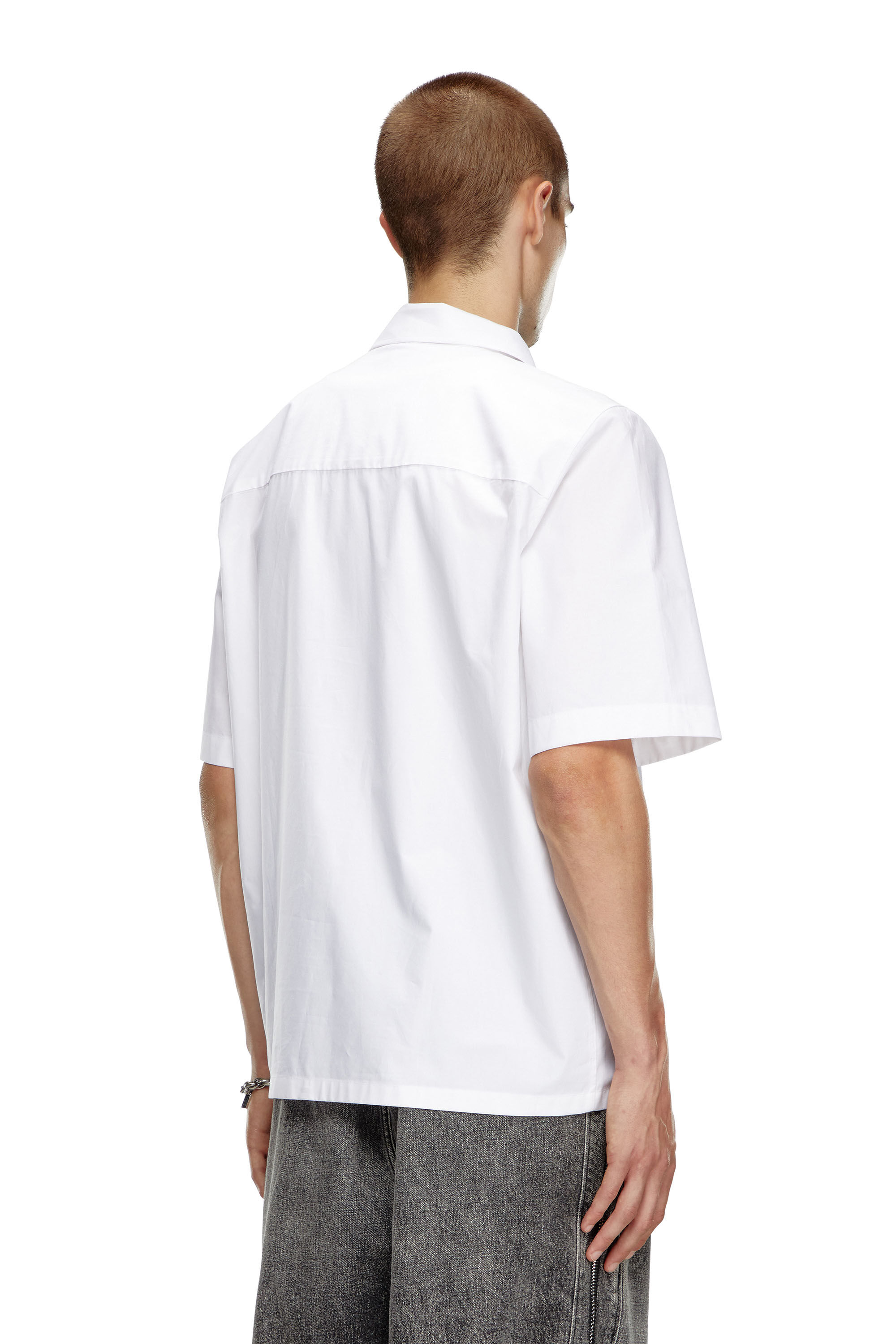 Diesel - S-MAC-C, Uomo Camicia bowling con logo ricamato in Bianco - Image 4