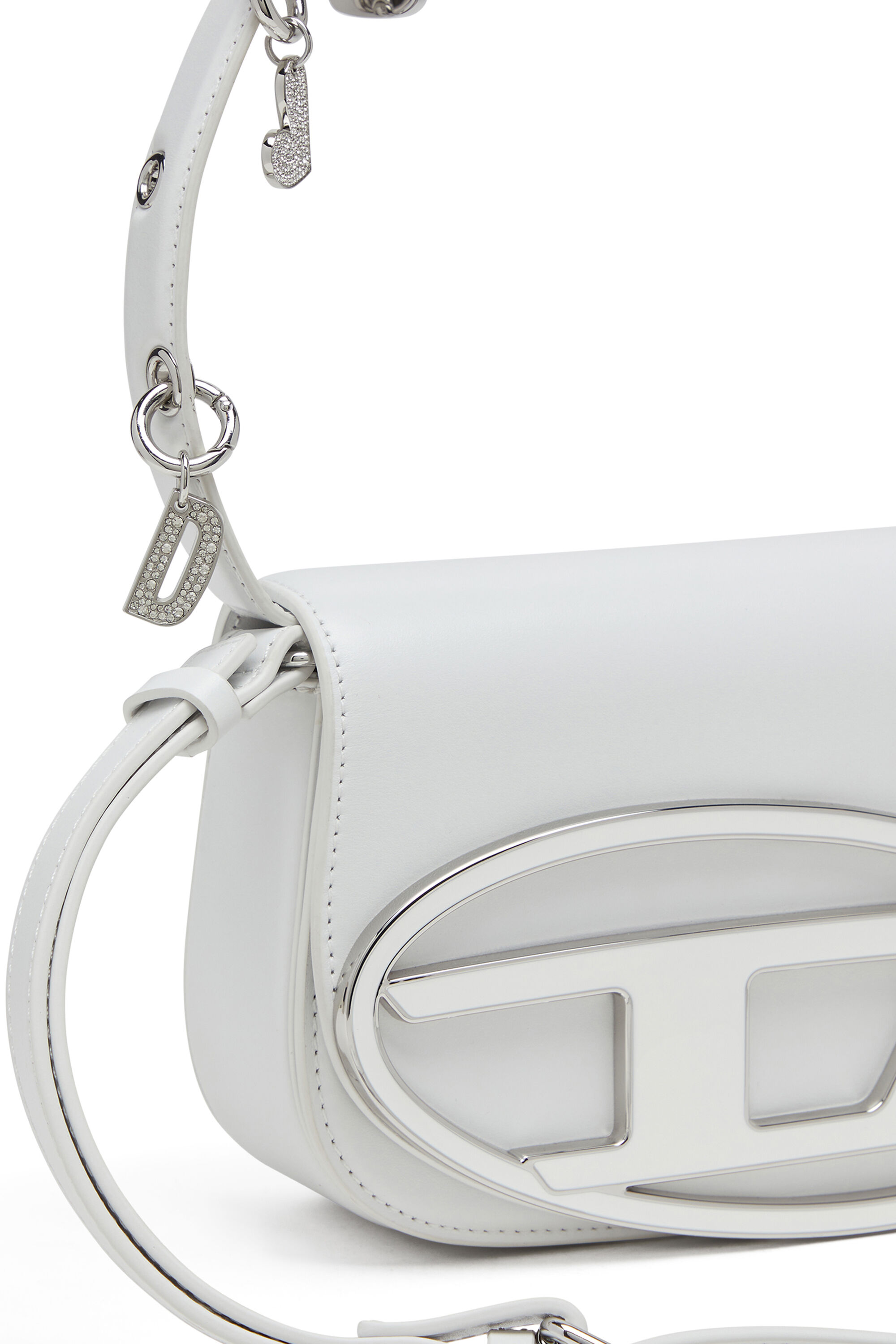Diesel - 1DR, 1DR - Sac iconique &agrave; bandouli&egrave;re en cuir avec breloques poign&eacute;e Femme in Blanc - 5