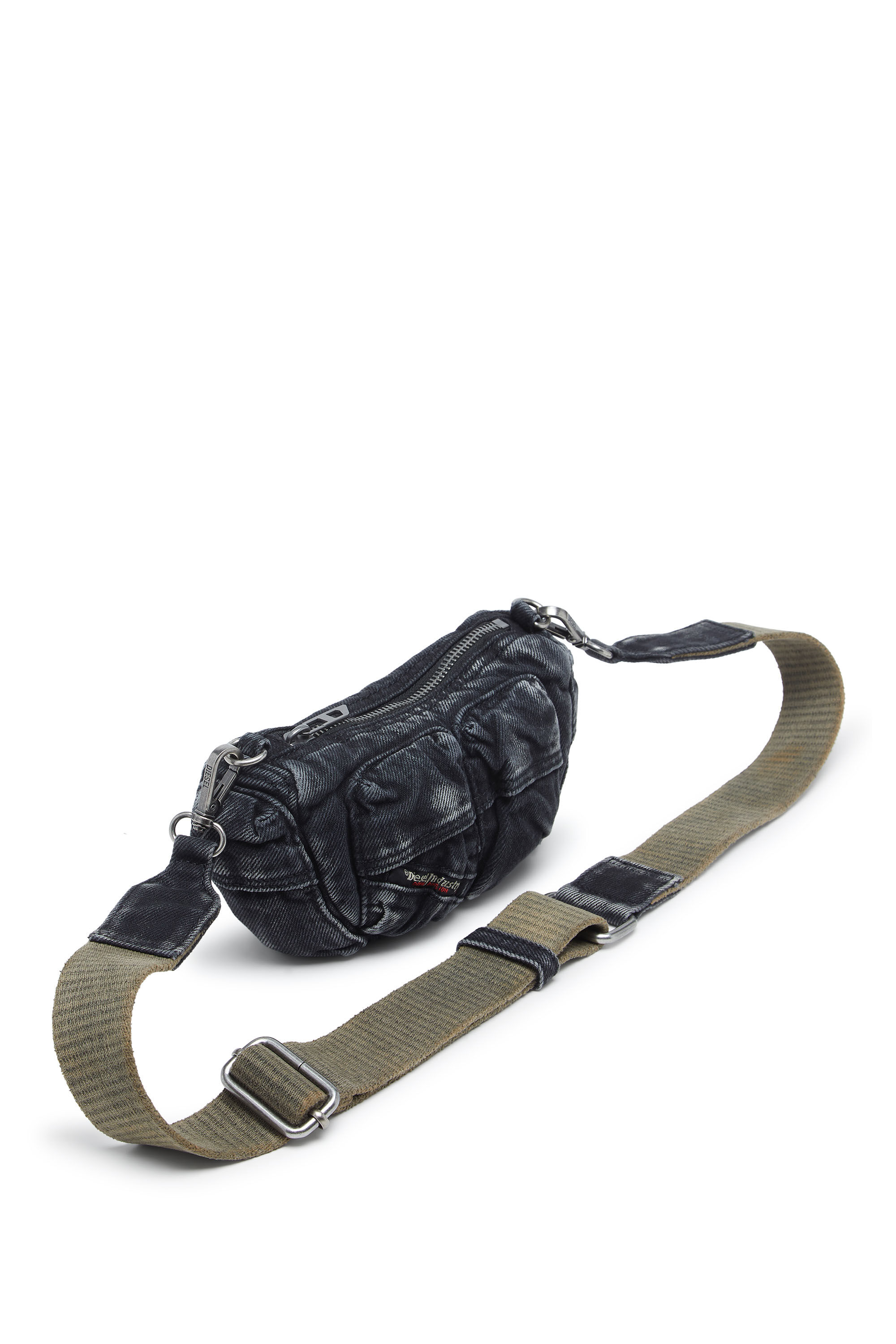 Diesel - MULTI-PKTS CROSSBODY XS X, Unisex Multi-Pkts – Kleine Tasche aus gewaschenem Denim in Dunkelgrau - 5