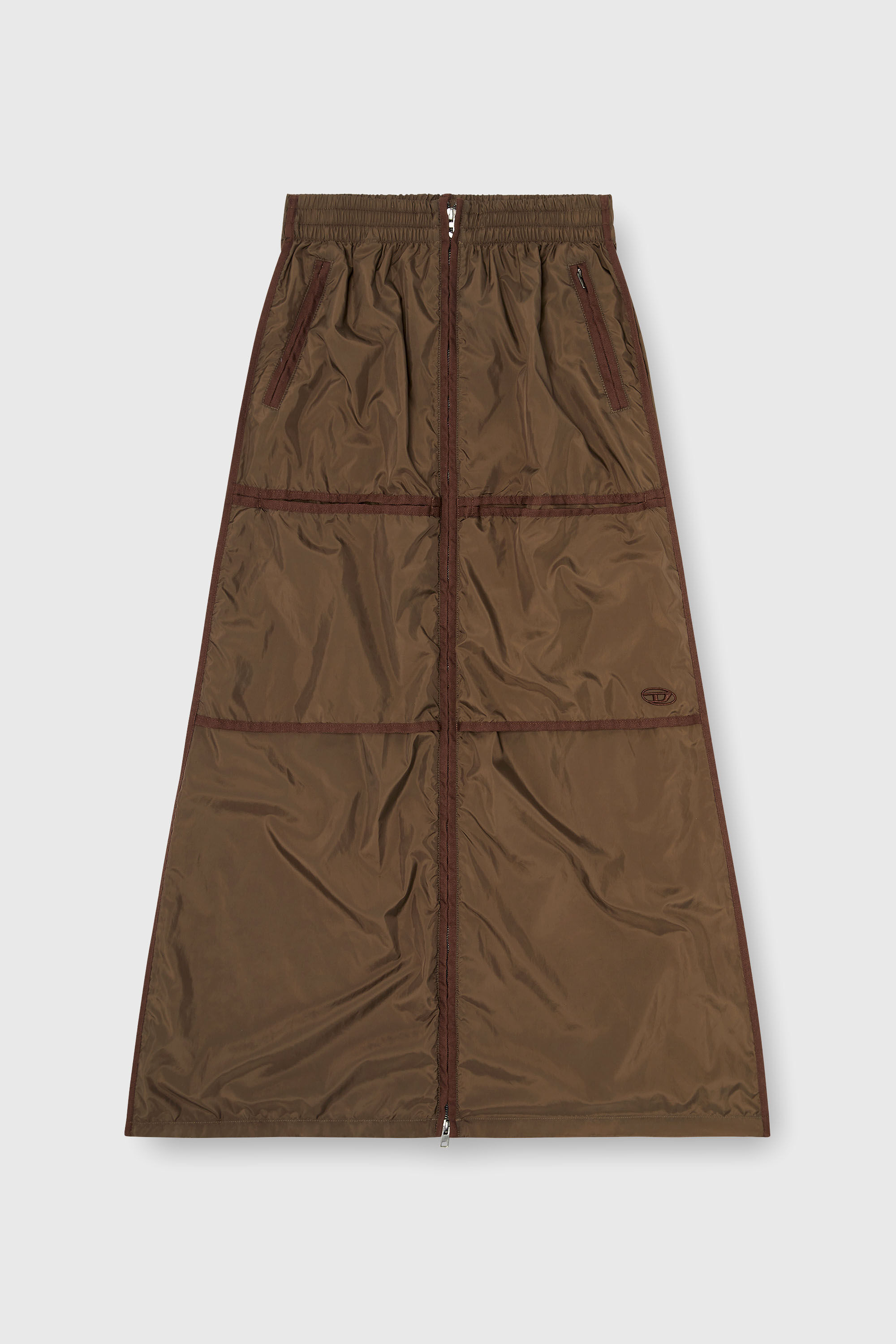 Diesel - O-HYTON, Gonna maxi stile windbreaker con zip frontale Donna in Marrone - 2