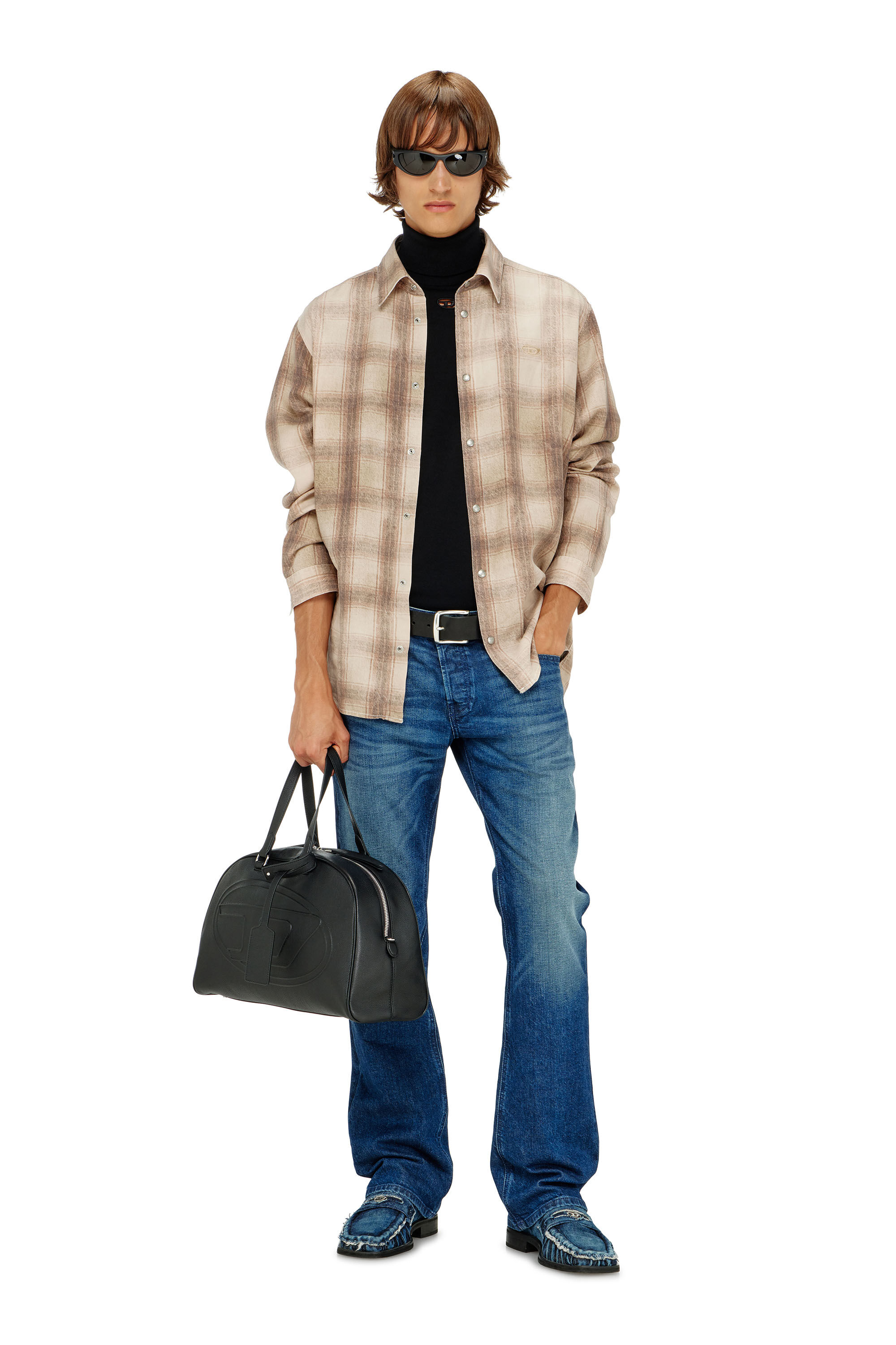 Diesel - K-VARTA, Herren Rollkragenpullover aus Wolle mit Cutout-Logo in Schwarz - 1