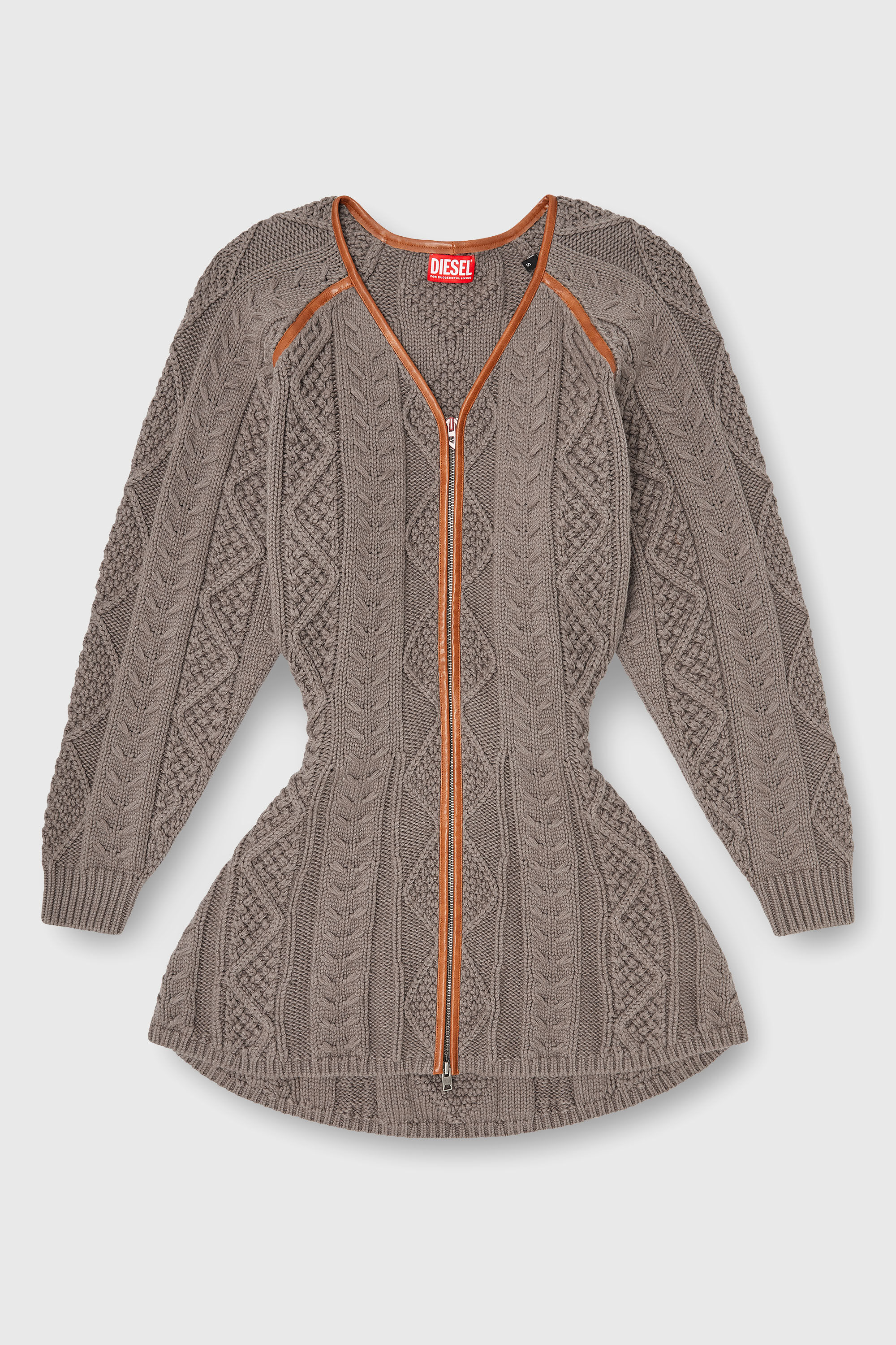Diesel - M-INTESSE, Damen Mini-Strickkleid im Zopfmuster in Grau - 2