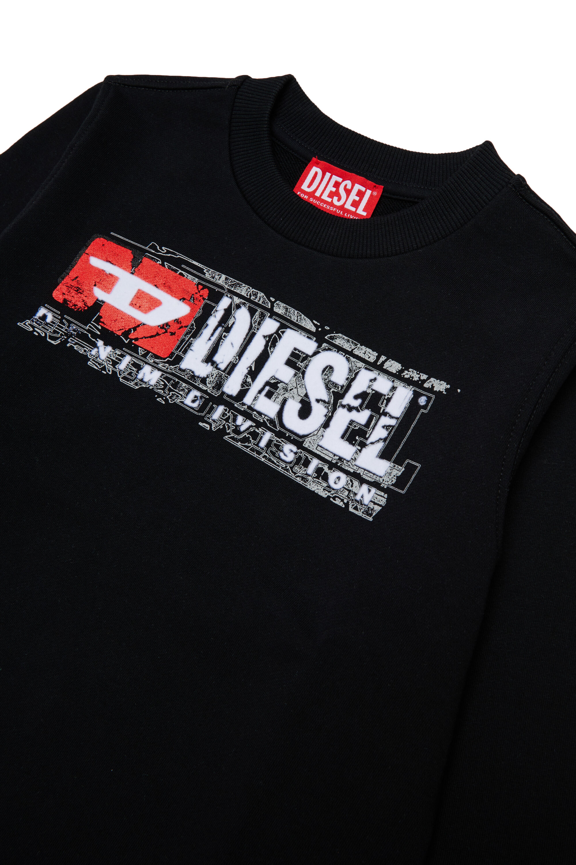Diesel - SLOMIX, Sweat-shirt avec logo effet us&eacute; Homme in Noir - 3