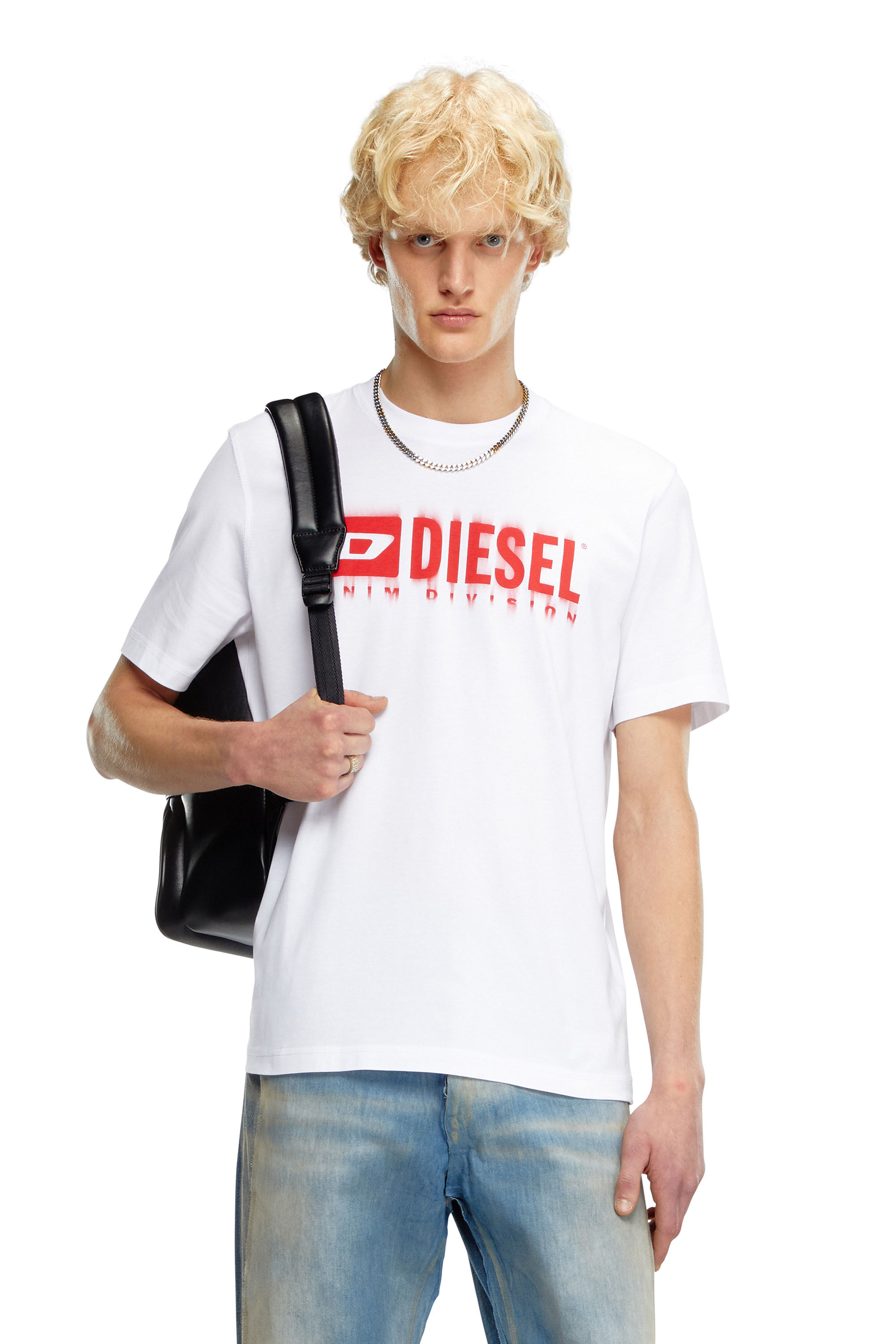 Diesel - T-ADJUST-Q7, Herren T-Shirt mit verschwommenem Diesel-Logo in Weiss - Image 3