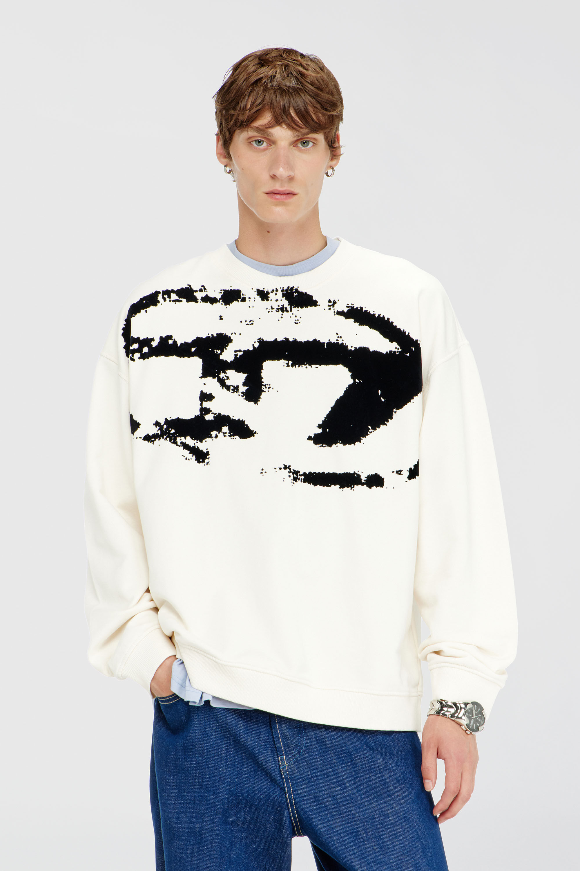 Diesel - S-BOXT-N5, Sweat-shirt en coton avec D ovale floqu&eacute; Homme in Polychrome - 3
