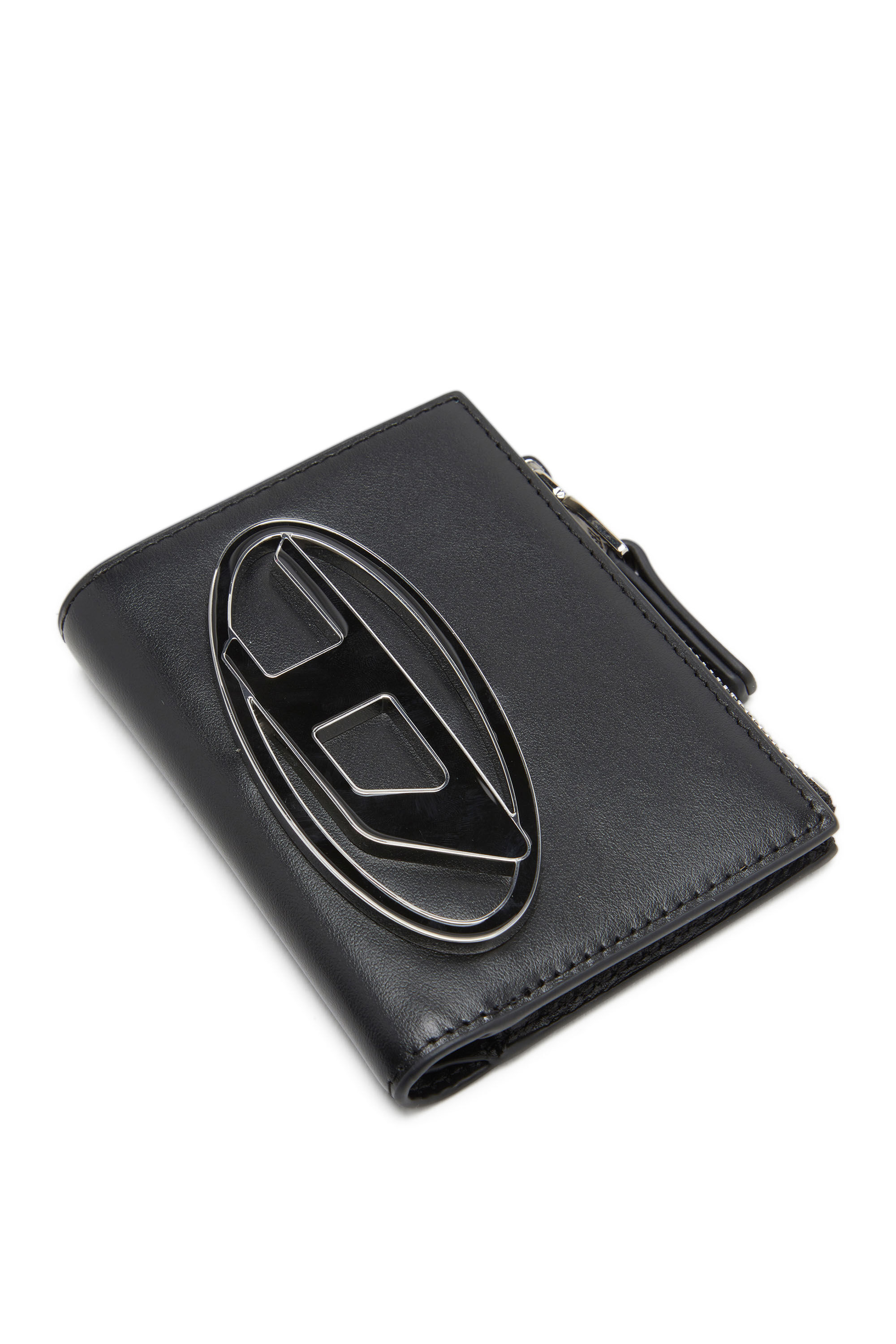 Diesel - 1DR BI-FOLD ZIP II, Femme Petit portefeuille en cuir avec plaque à logo in Noir - Image 4