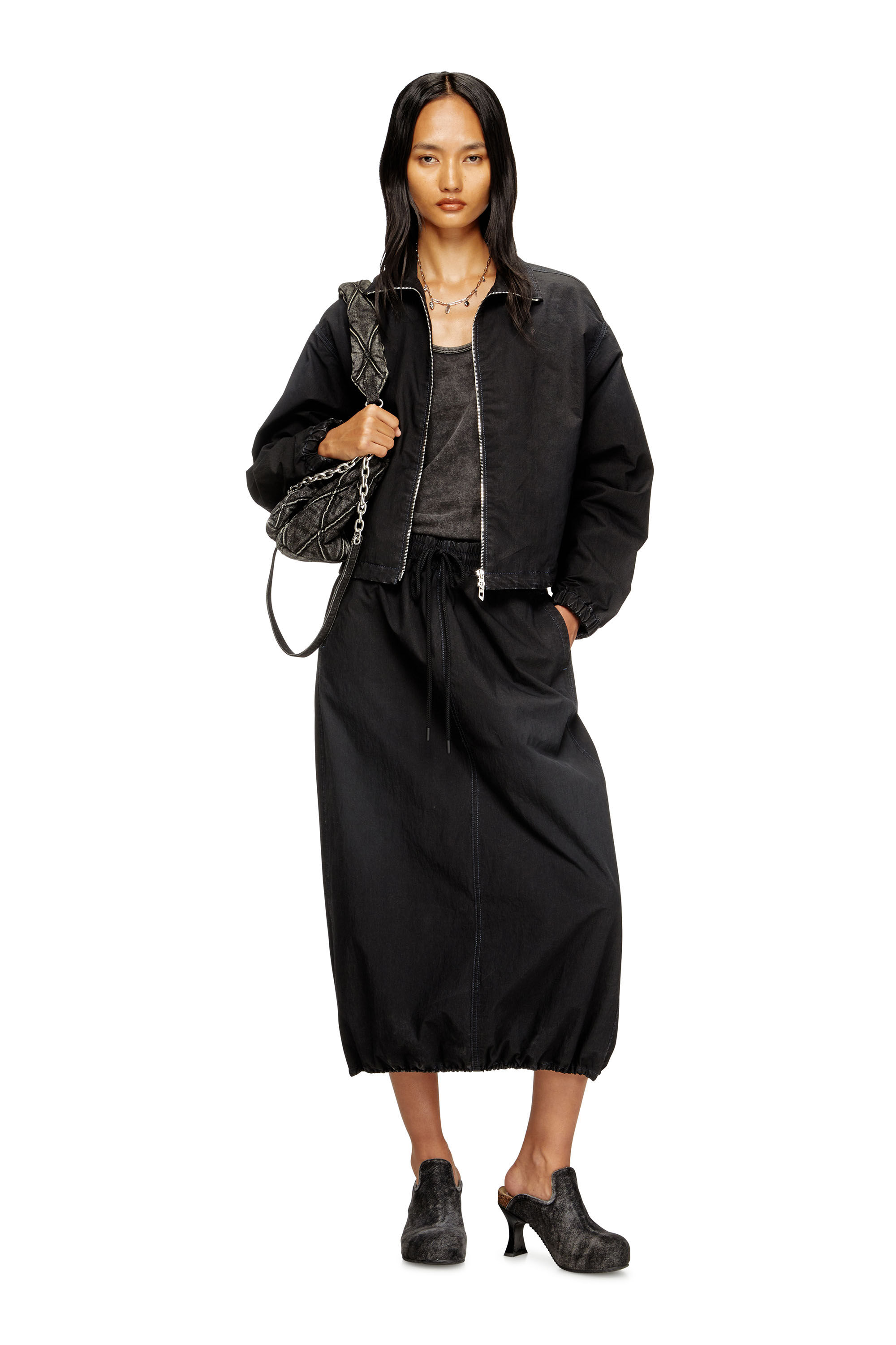 Diesel - DE-SANDERZ JOGG, Giacca a collo alto in JoggJeans tecnico Donna in Nero - 1