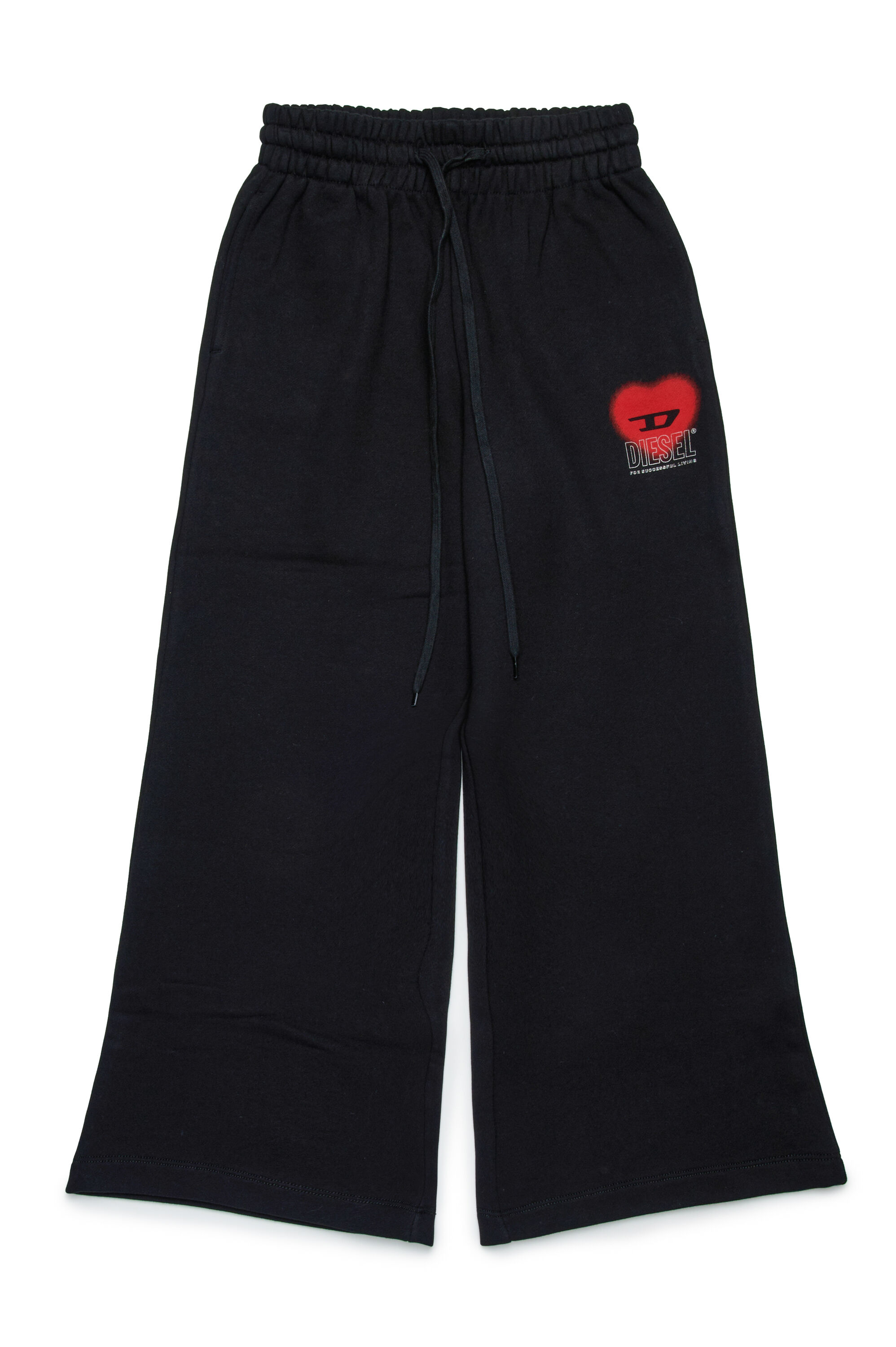 Diesel - PCUORE, Pantaloni tuta con grafica della D sul cuore Donna in Nero - 2