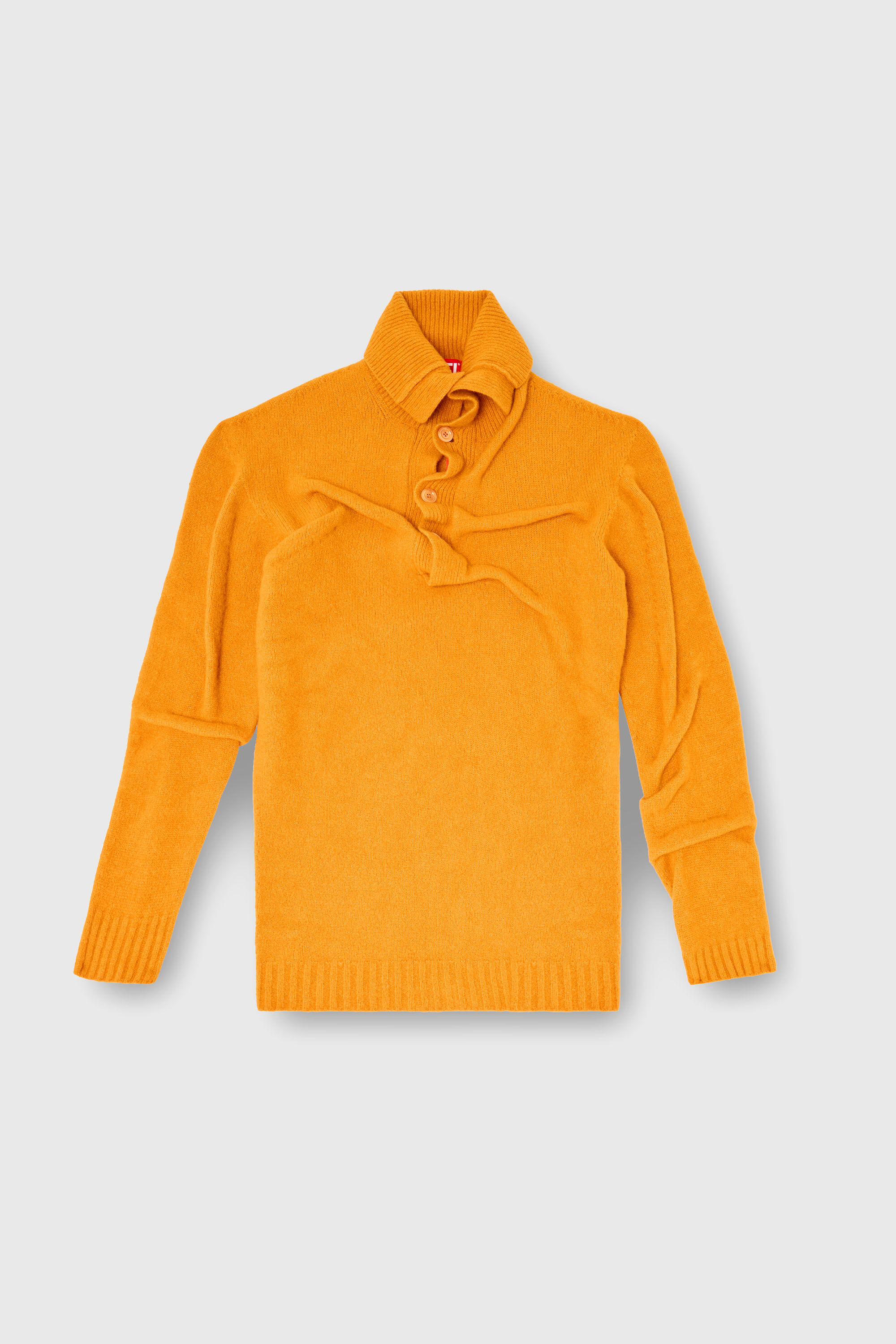 Diesel - K-ANDREW, Herren Pullover mit Knopfleiste aus gekochtem, geknittertem Strick in Orange - 2