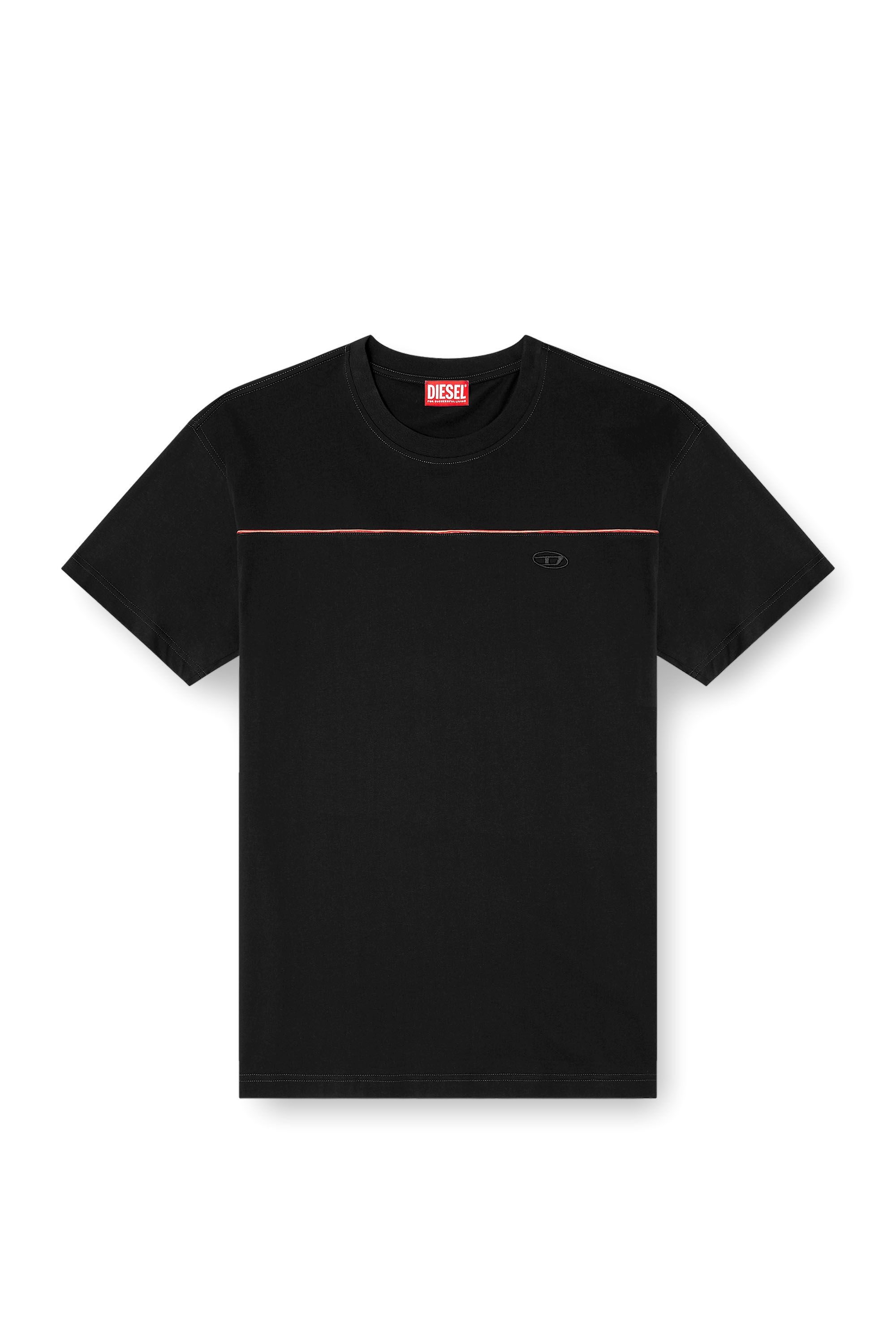Diesel - T-NORM-PIPING, T-shirt con profili a contrasto Uomo in Nero - 2