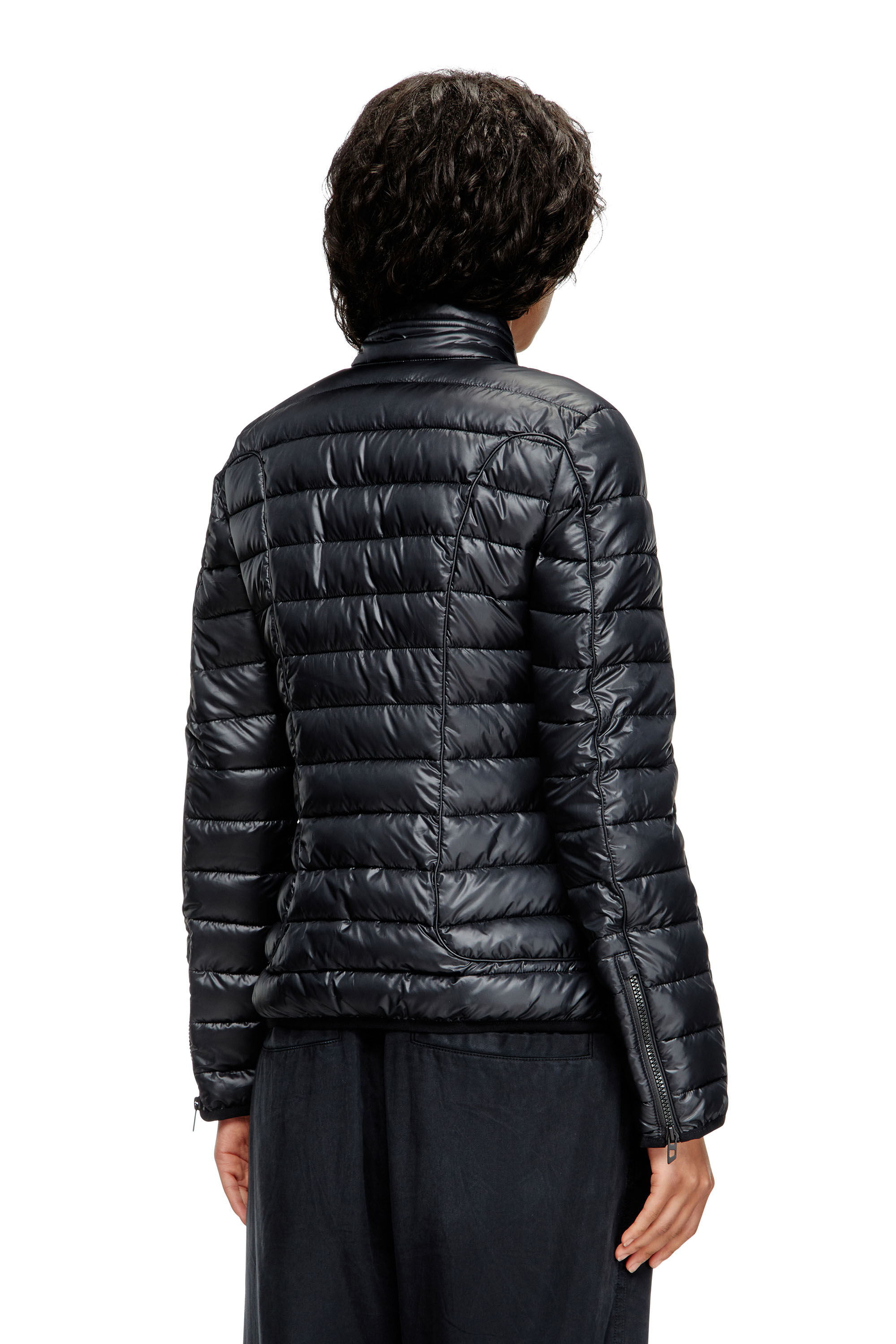 Diesel - W-PILOT-FEM, Woman's Puffer jacket with biker details in Black - 4