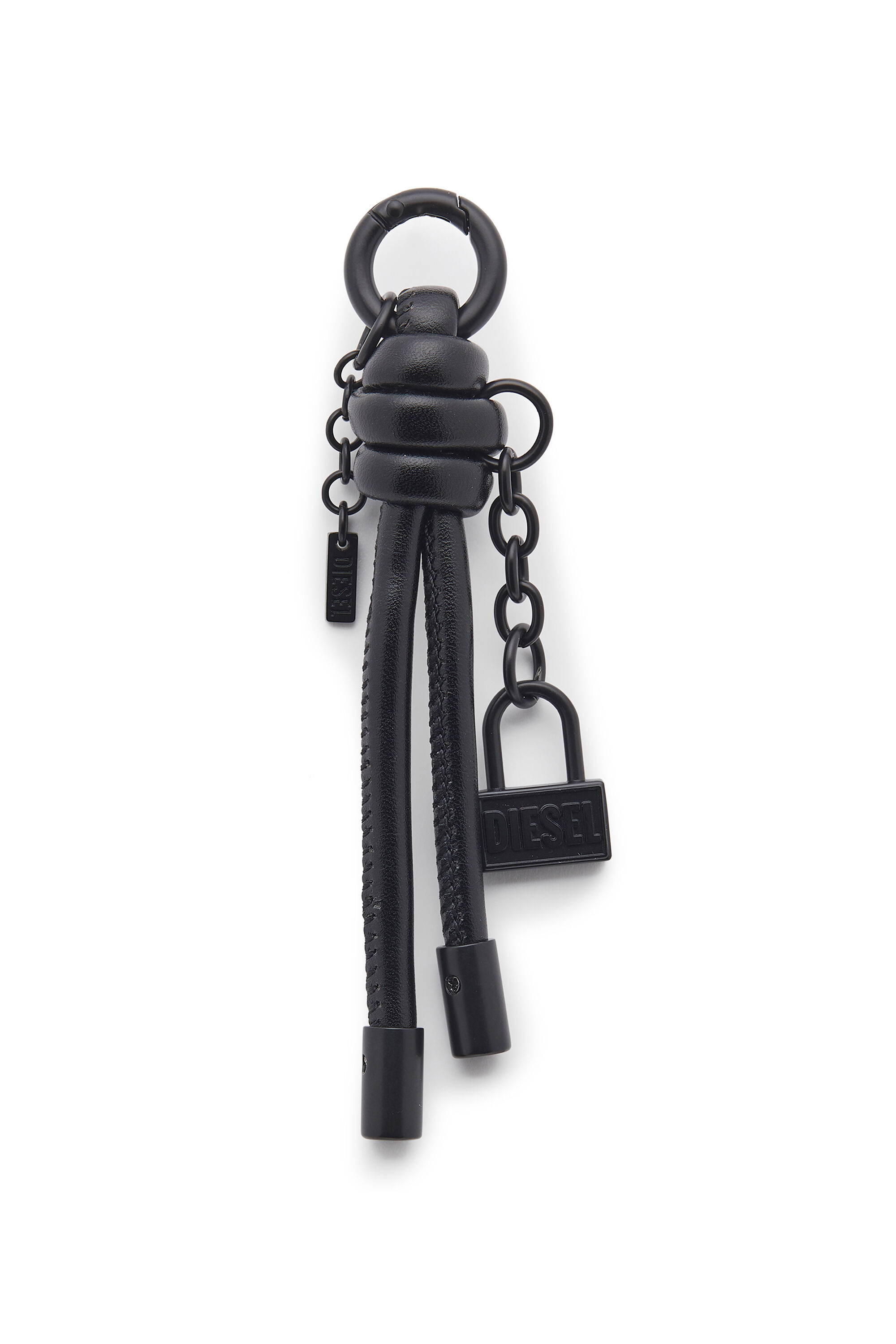 Diesel - CHARM-LOCK II, Portachiavi in metallo con dettaglio lucchetto Diesel Uomo in Nero - 1