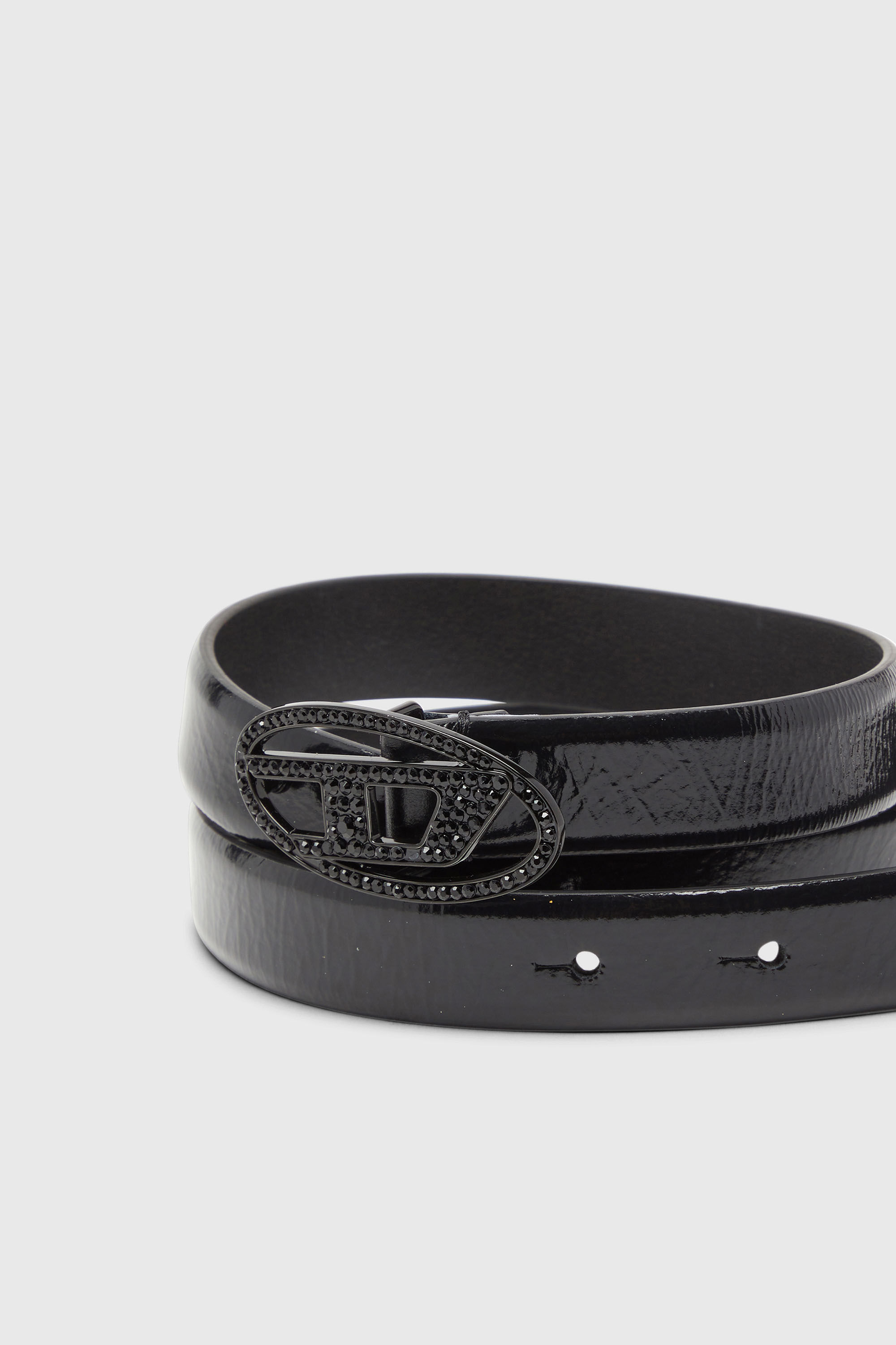Diesel - B-1DR STRASS 20, Ceinture 2 cm en cuir avec boucle de cristal Femme in Noir - 3