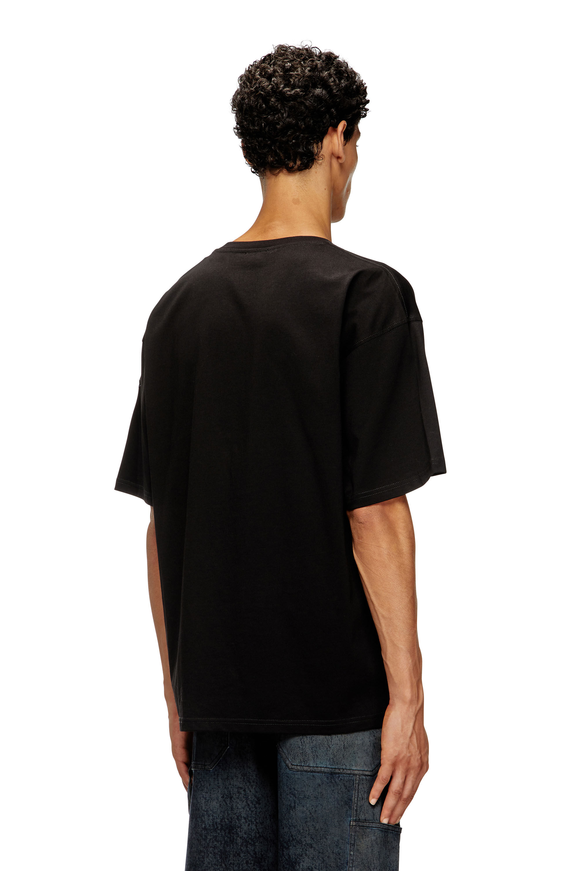 Diesel - T-BOXT-T21, T-shirt en coton avec imprimé bouche de requin Homme in Noir - 4