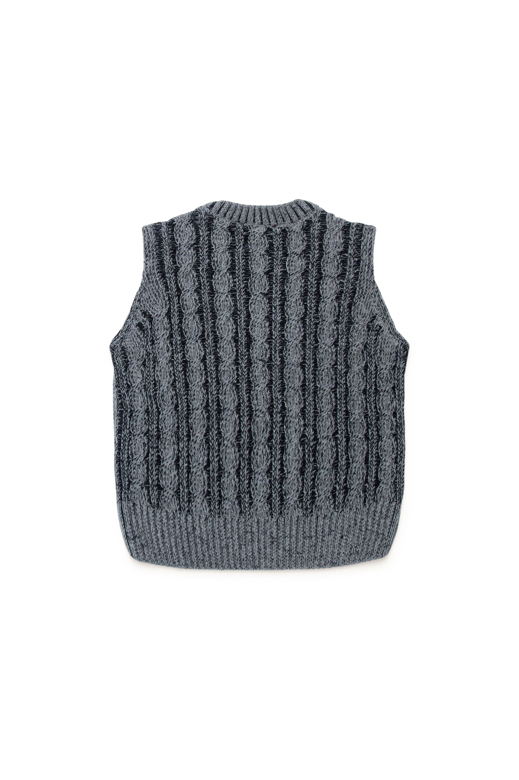 Diesel - KMPANAS, Woman Cable-knit vest in two-tone yarn in Black - Image 2