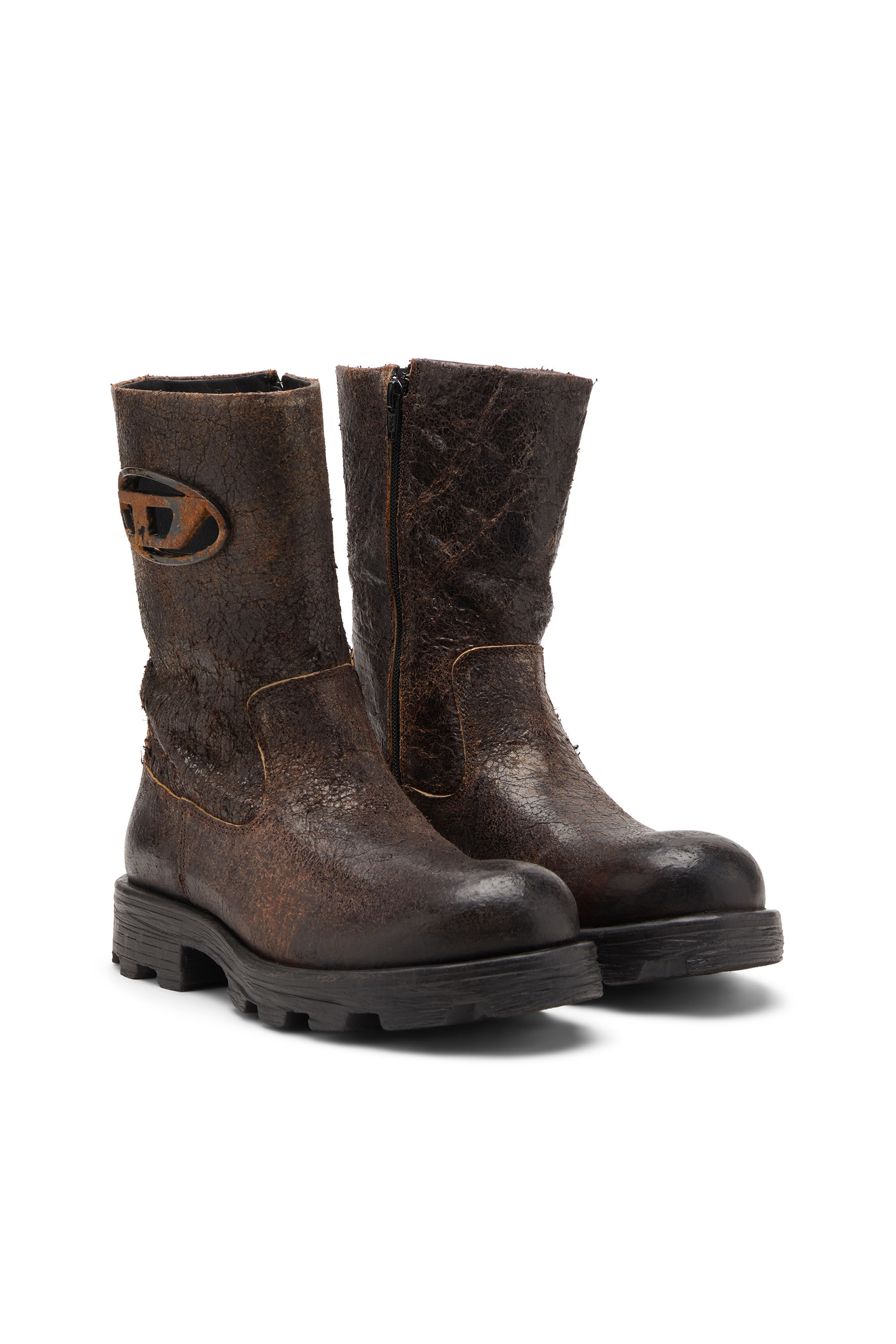 Diesel - D-HAMMER BKR D W, D-Hammer-Bottes de motard en suède craquelé vieilli Femme in ToBeDefined - 2