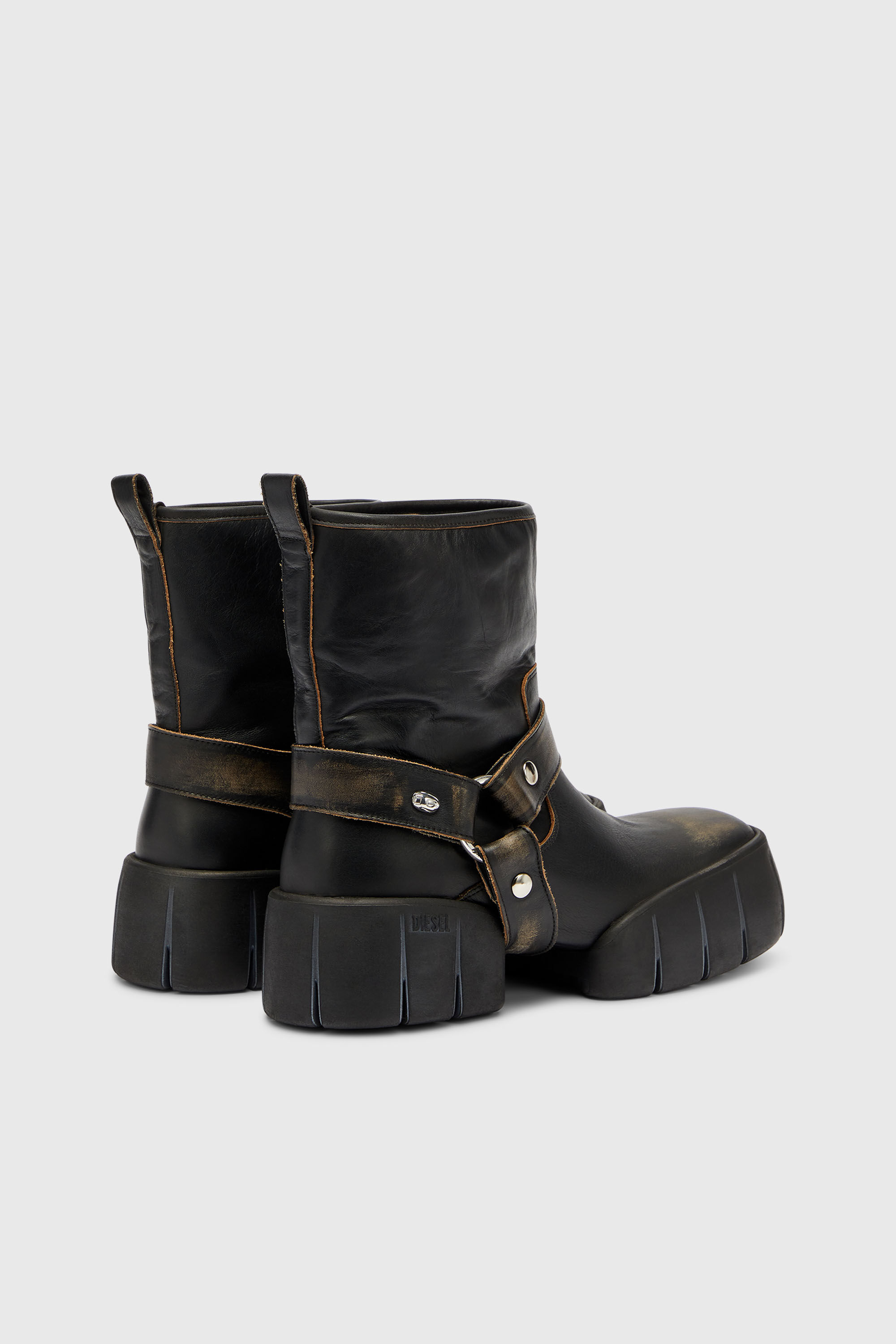 Diesel - D-TEX TU, Herren D-Tex - Biker-Boots aus distressed Leder in Dunkelbraun - 3