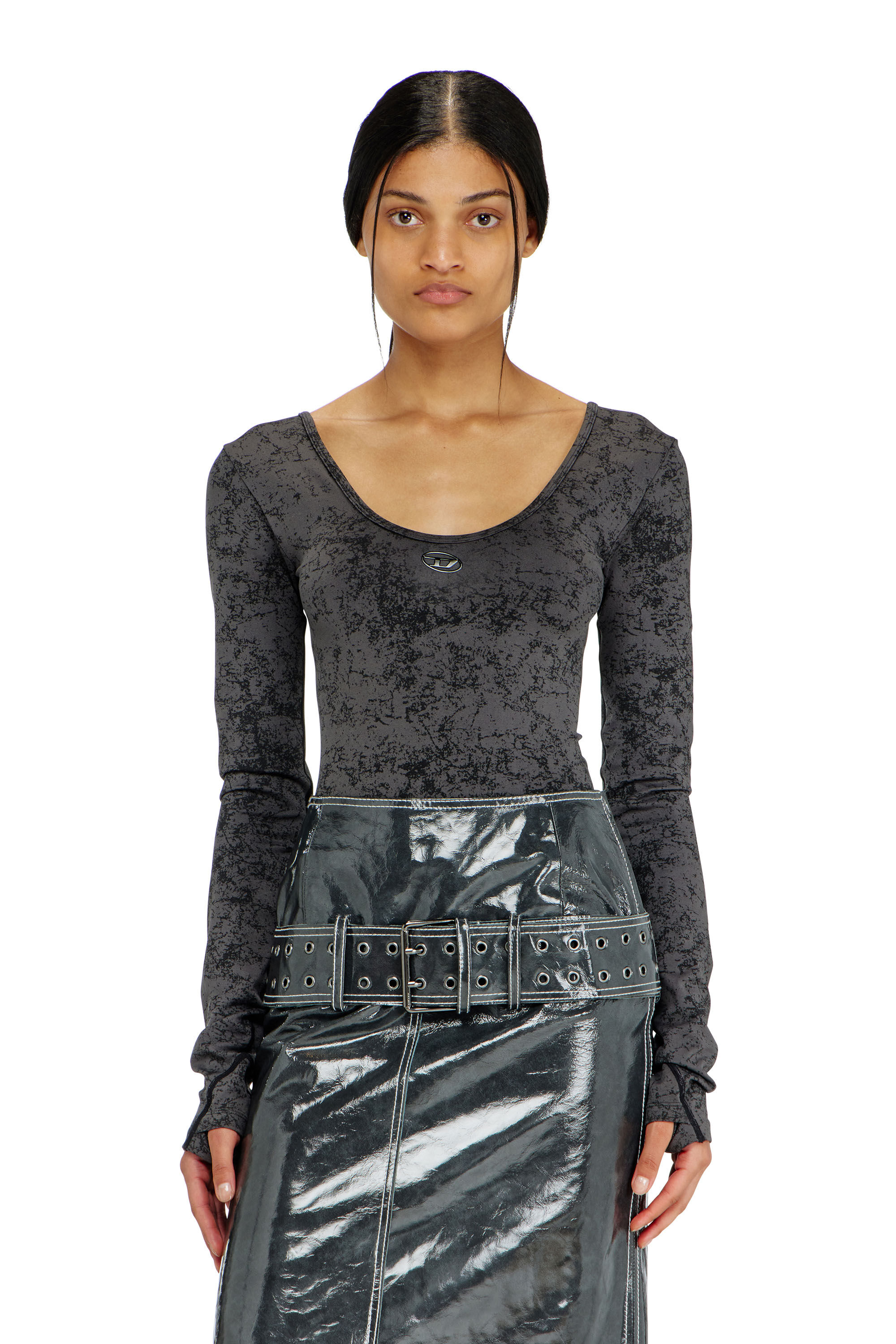 Diesel - IONNA-UTLT, Body &agrave; dos ouvert avec imprim&eacute; utilitaire Femme in Noir - 4