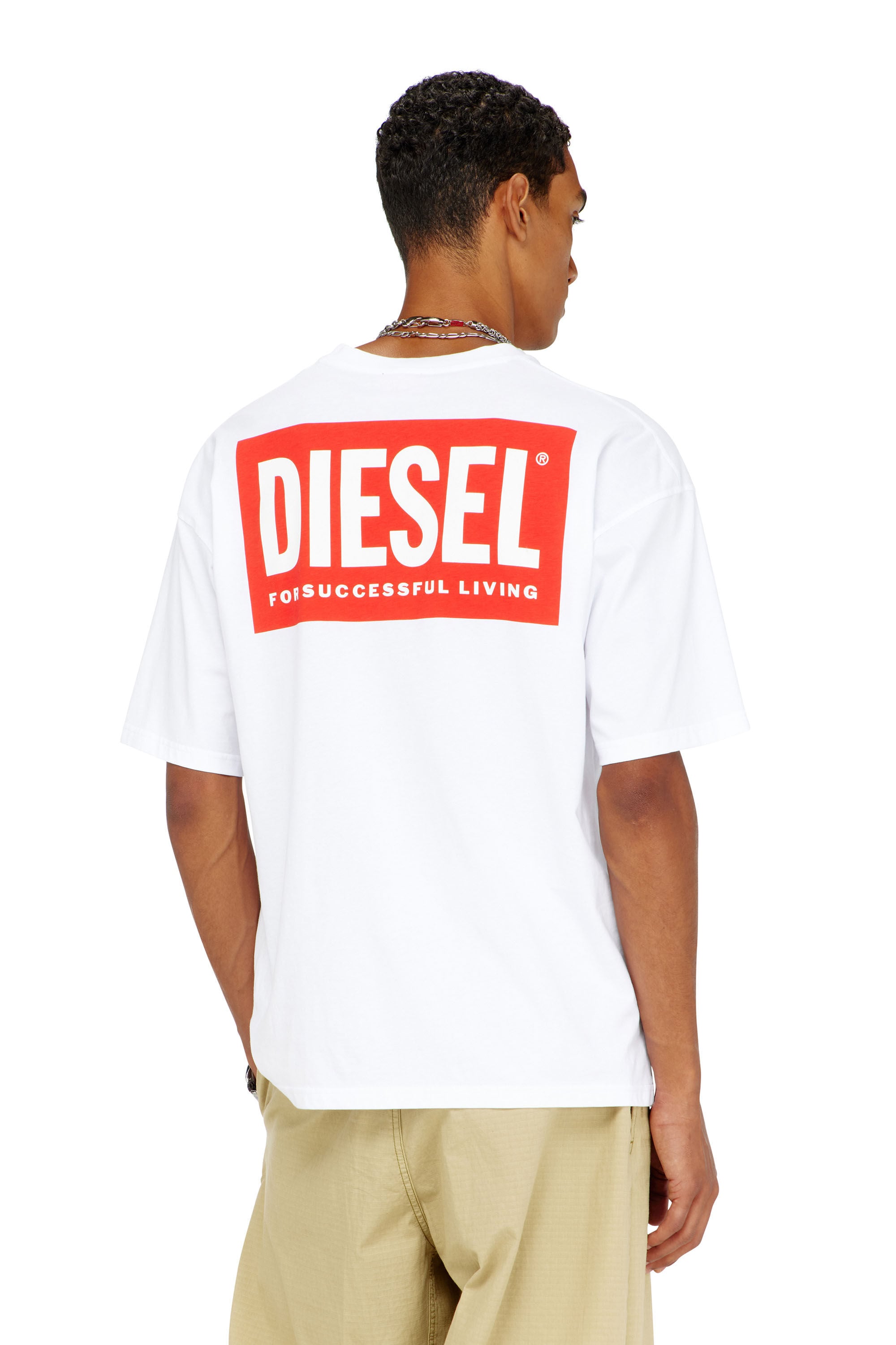 Diesel - T-BOXT-BISK, T-shirt in cotone con stampa Diesel Biscotto Uomo in Bianco - 4