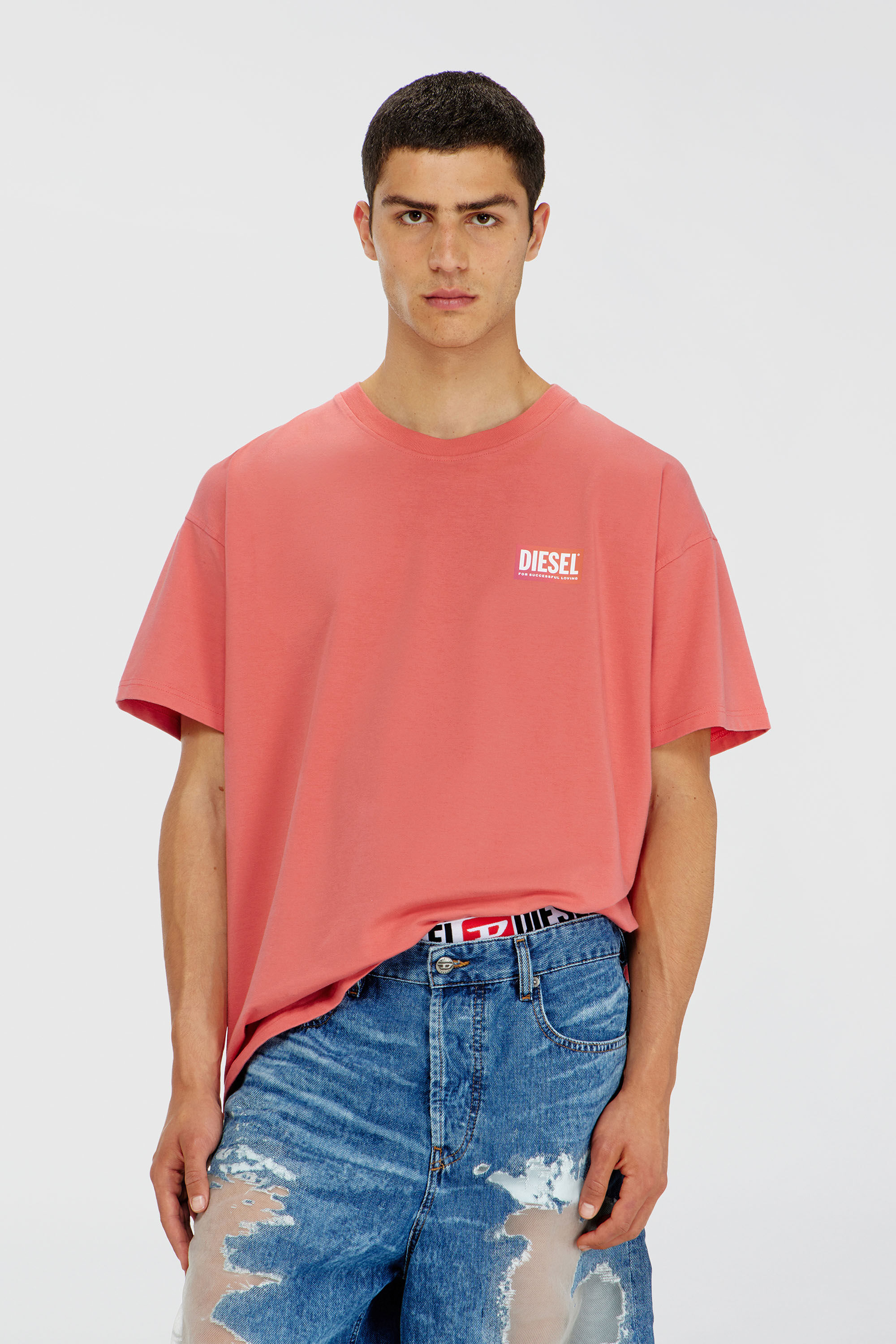 Diesel - PR-T-NORM-CHITIND-R, Unisex T-Shirt mit transparentem Logo auf der R&uuml;ckseite in Korallrosa - 3