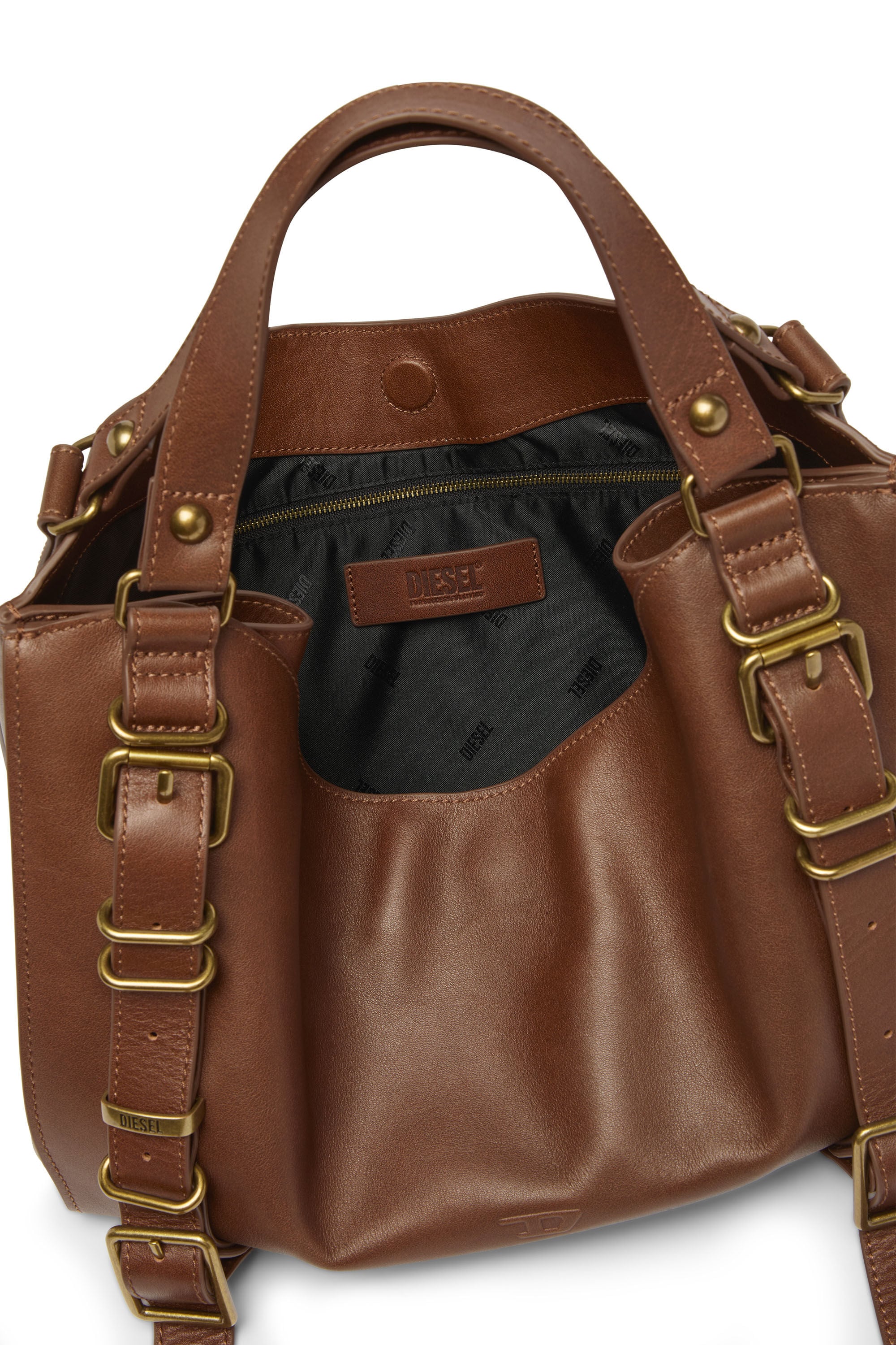 Diesel - D-ONE TOPHANDLE M, D-One-Sac medium &agrave; poign&eacute;e sup&eacute;rieure en cuir trait&eacute; Mixte in Marron - 3