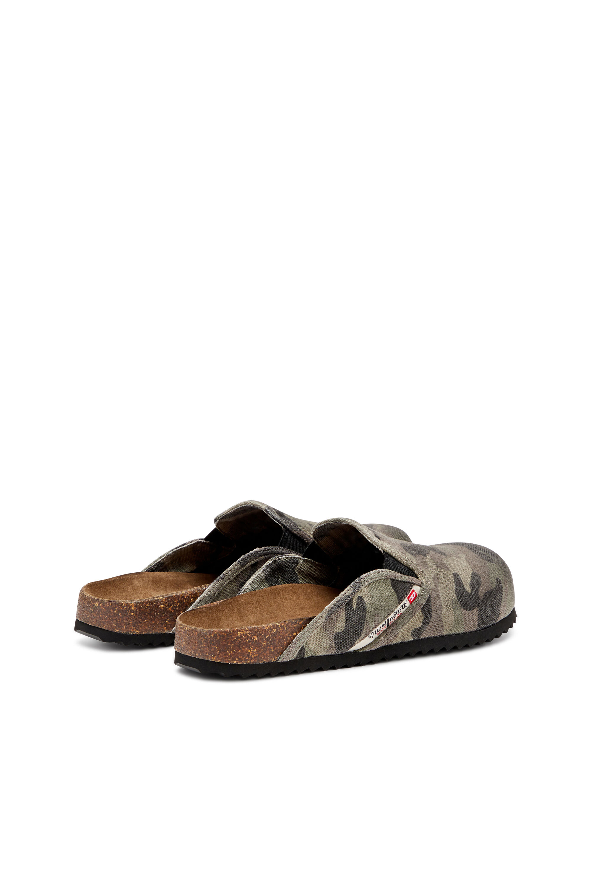 Diesel - D-WOODSTOCK SLIP-ON, D-Woodstock-Mules en toile avec imprimé camouflage Homme in Vert - 3