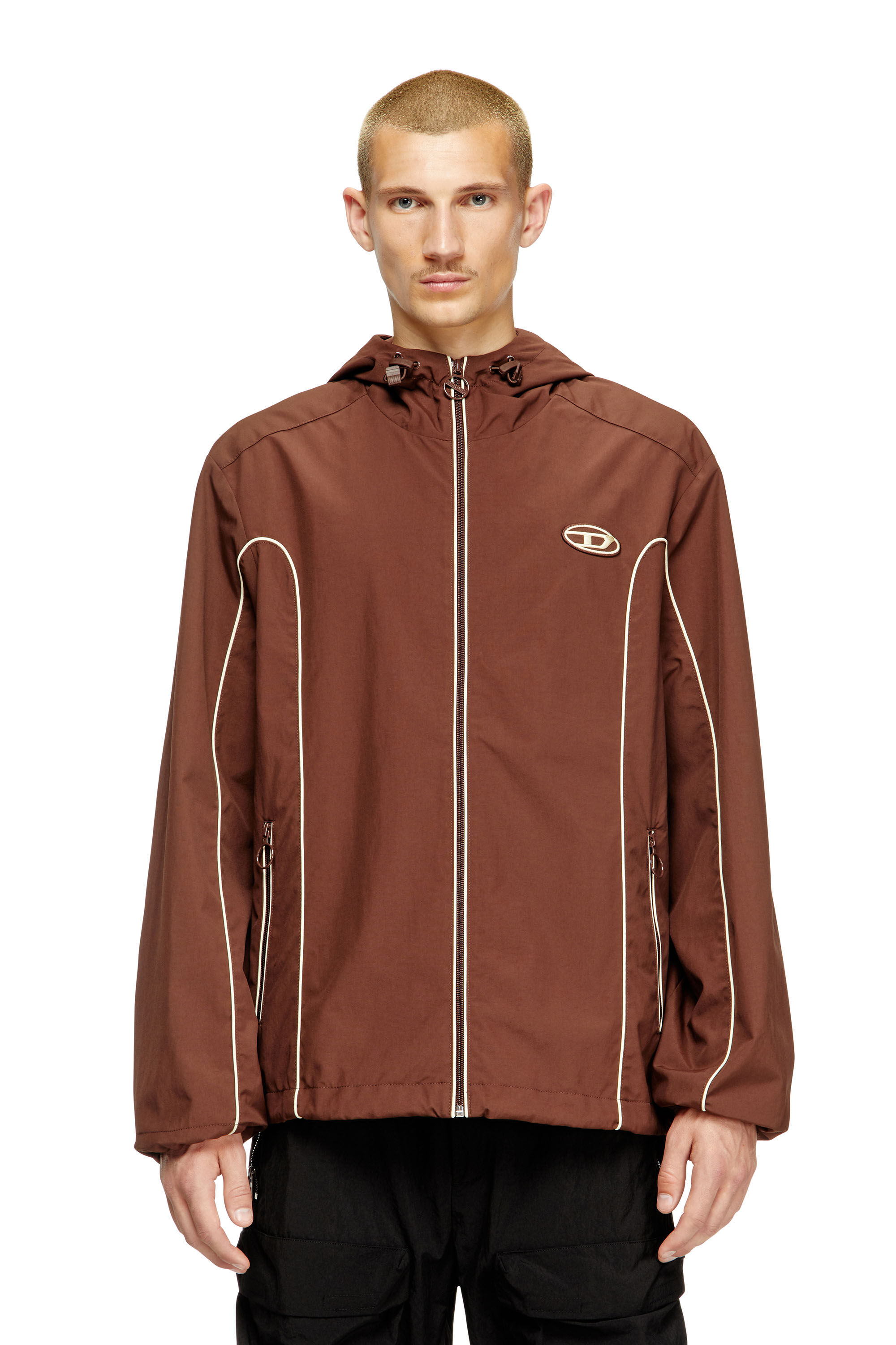 Diesel - J-HIVES, Giacchino a vento con profilature a contrasto Uomo in Marrone - 3
