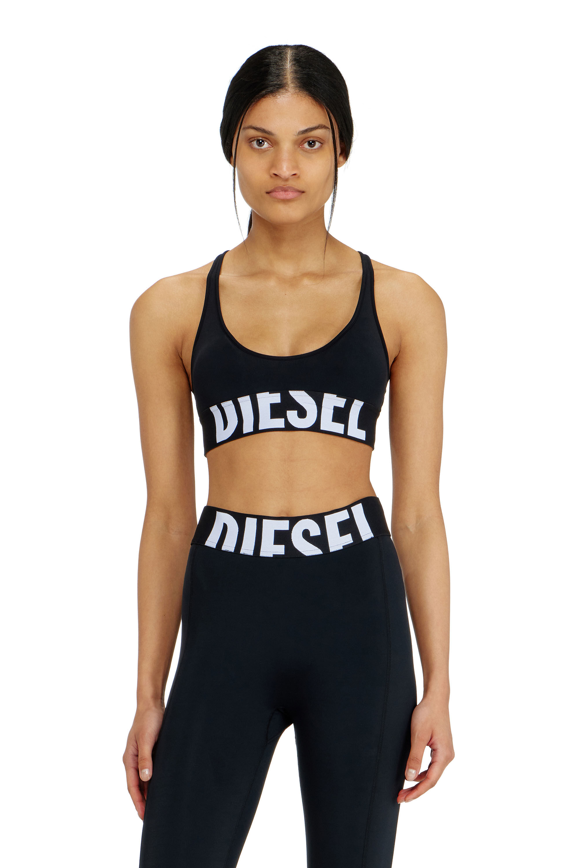 Diesel - ALLISON-D-POP, Brassi&egrave;re de sport en microfibre avec logo tronqu&eacute; Femme in Noir - 3