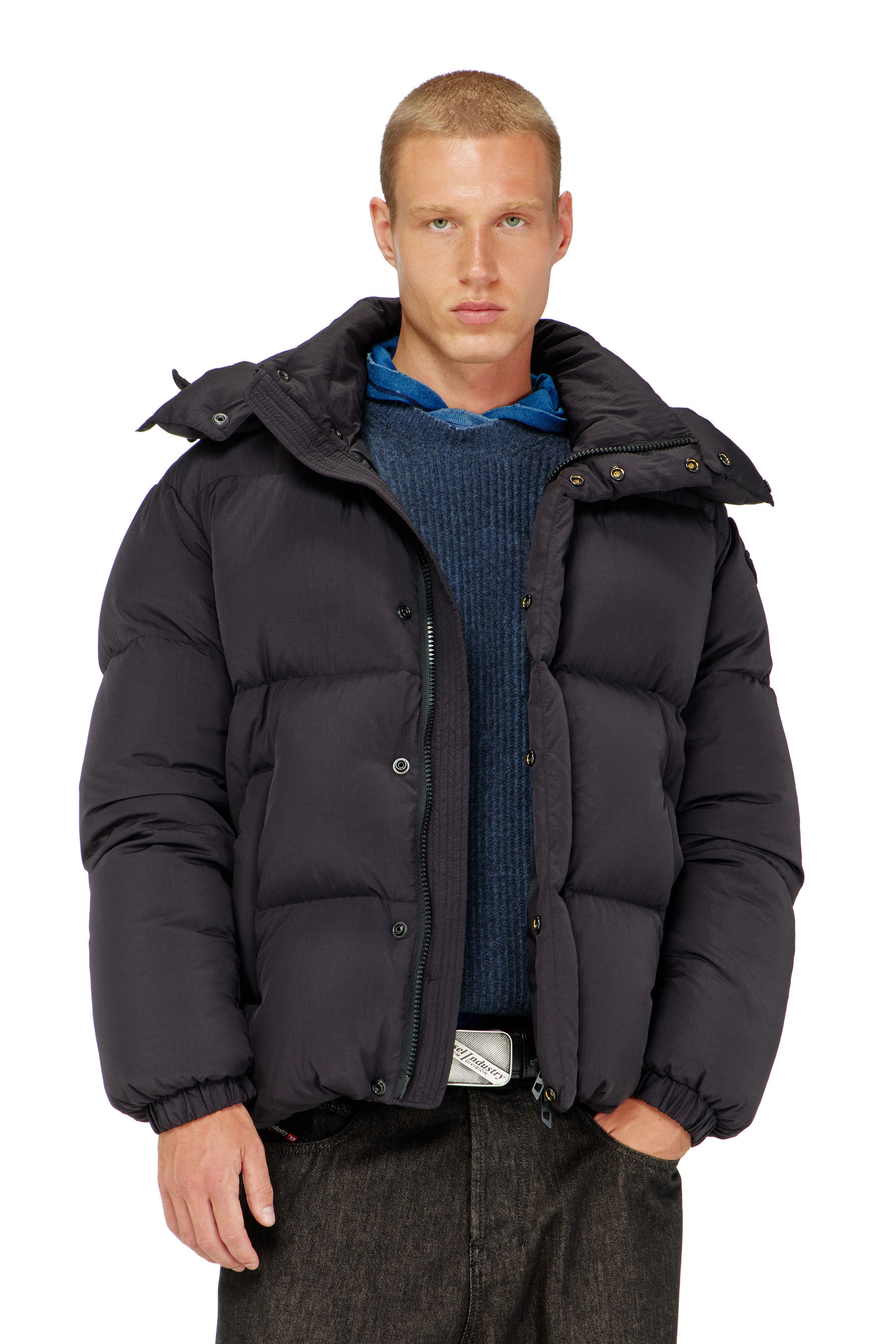 Diesel - W-ROLFYS-WRD, Veste matelass&eacute;e en Taslan ViralOff&reg; Homme in Gris - 3