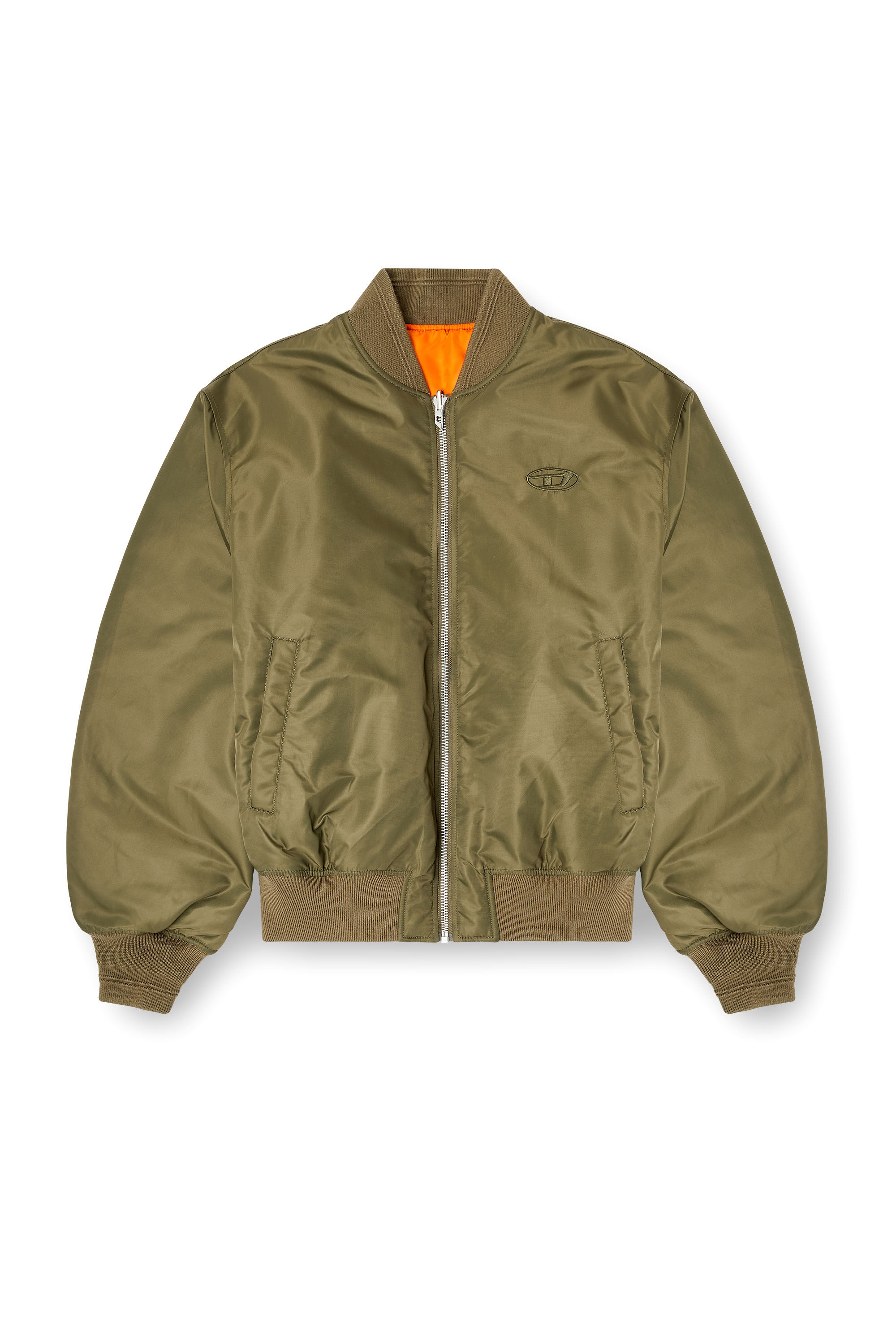 Diesel - W-TYPE-D1, Herren Gesteppte Bomberjacke mit Oval-D-Stickerei in Grün/Orange - 2