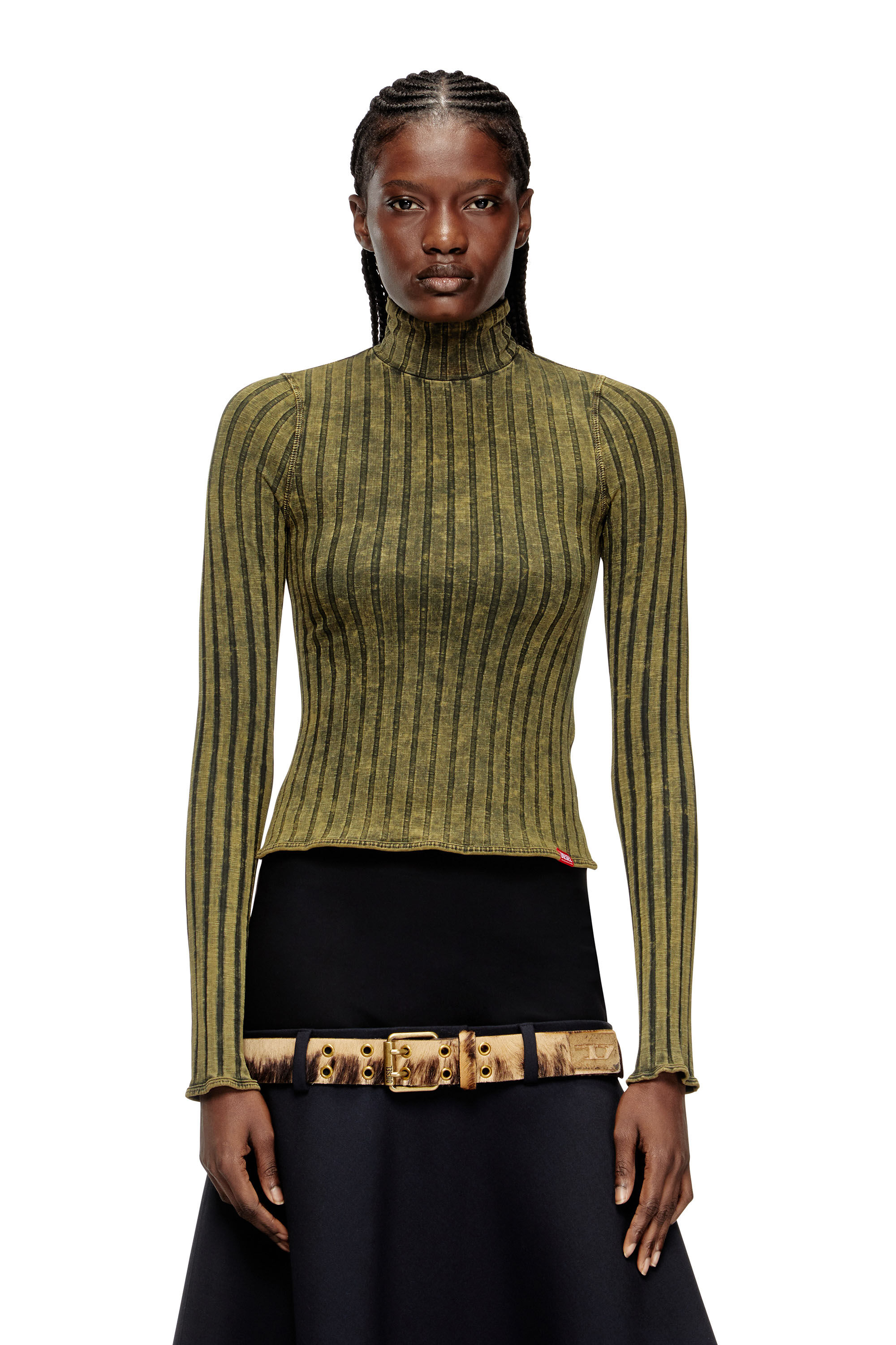 Diesel - T-CLAWA, Maglia in jersey trattato e lavorato a costa ampia Donna in Verde - 3