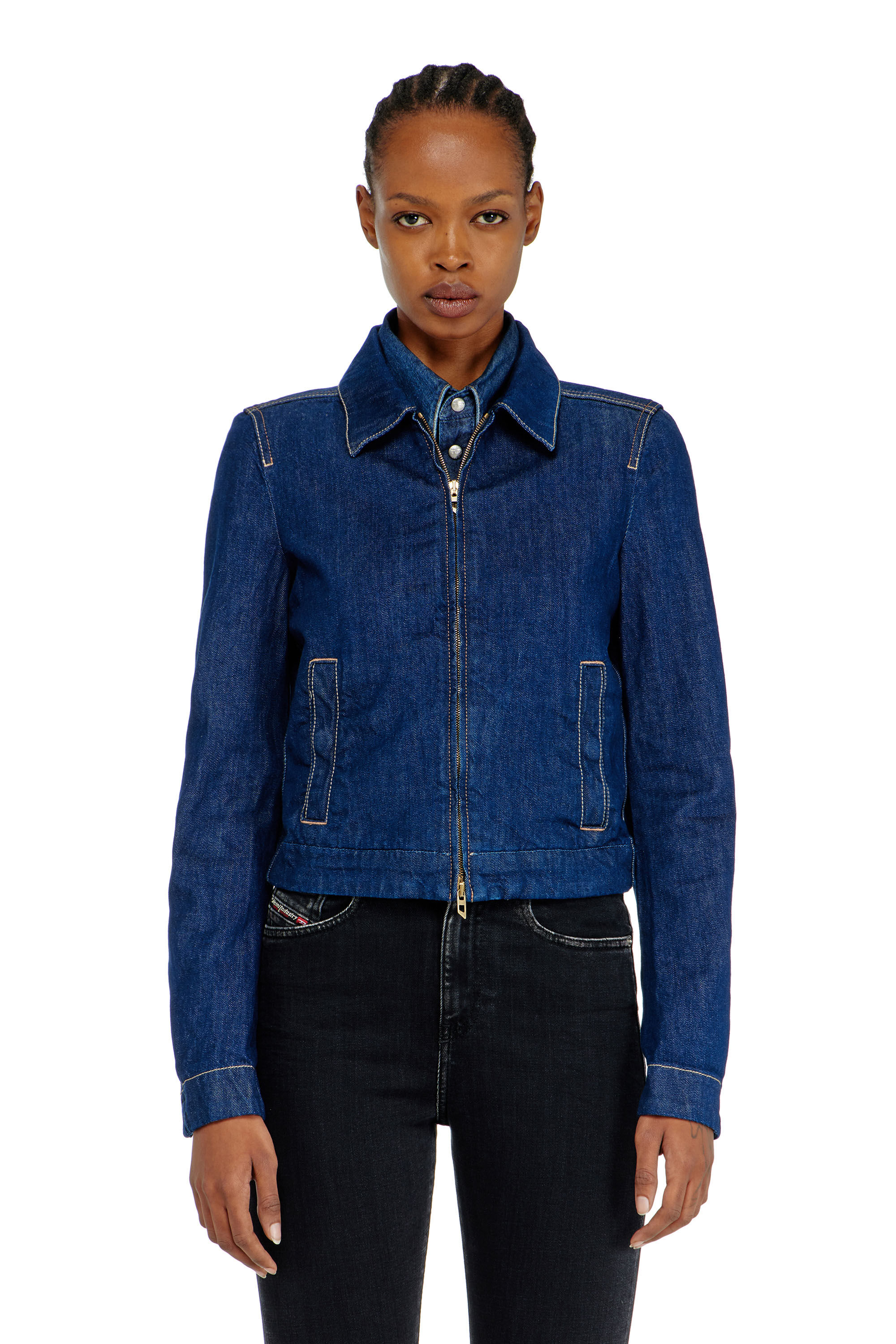 Diesel - DE-CORB, Veste coach en rinse denim Femme in Bleu - 2