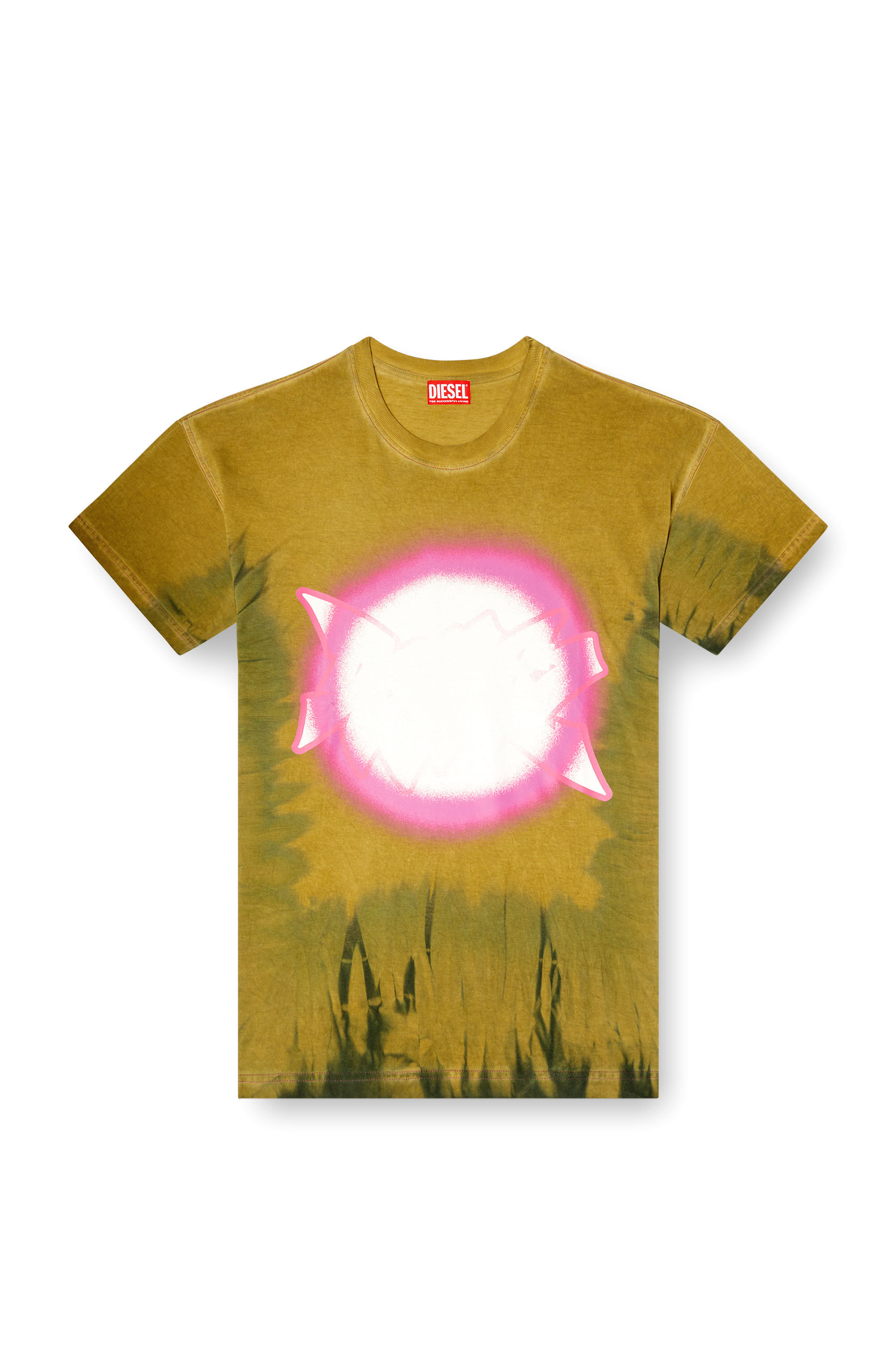 Diesel - T-BOXT-R24, Man's Tie-dye T-shirt with spotlight print in Light Brown - 2
