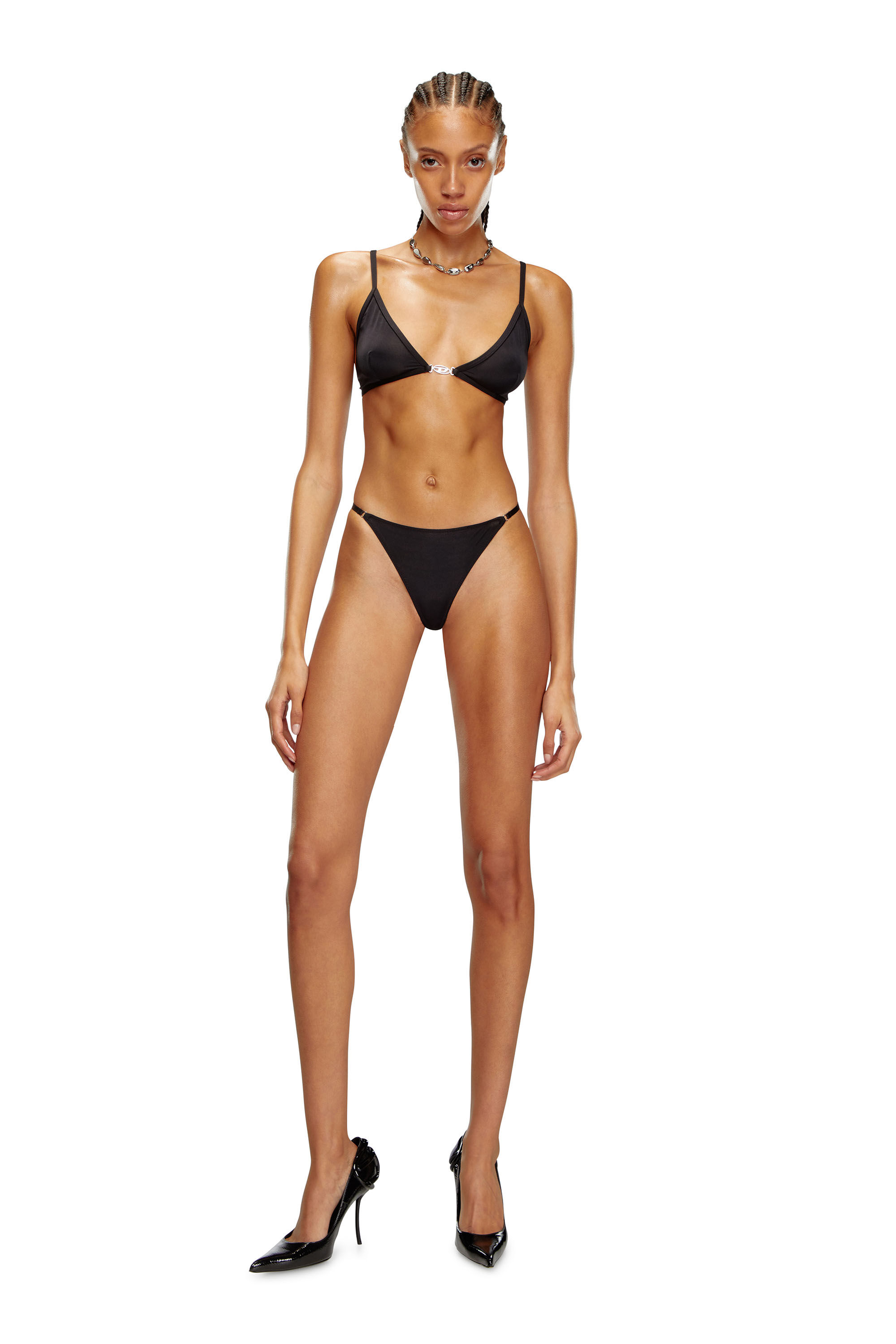Diesel - UFSB-OVAL-D-TRIANGLE-BRA, Reggiseno a triangolo con placca Oval D Donna in Nero - 1