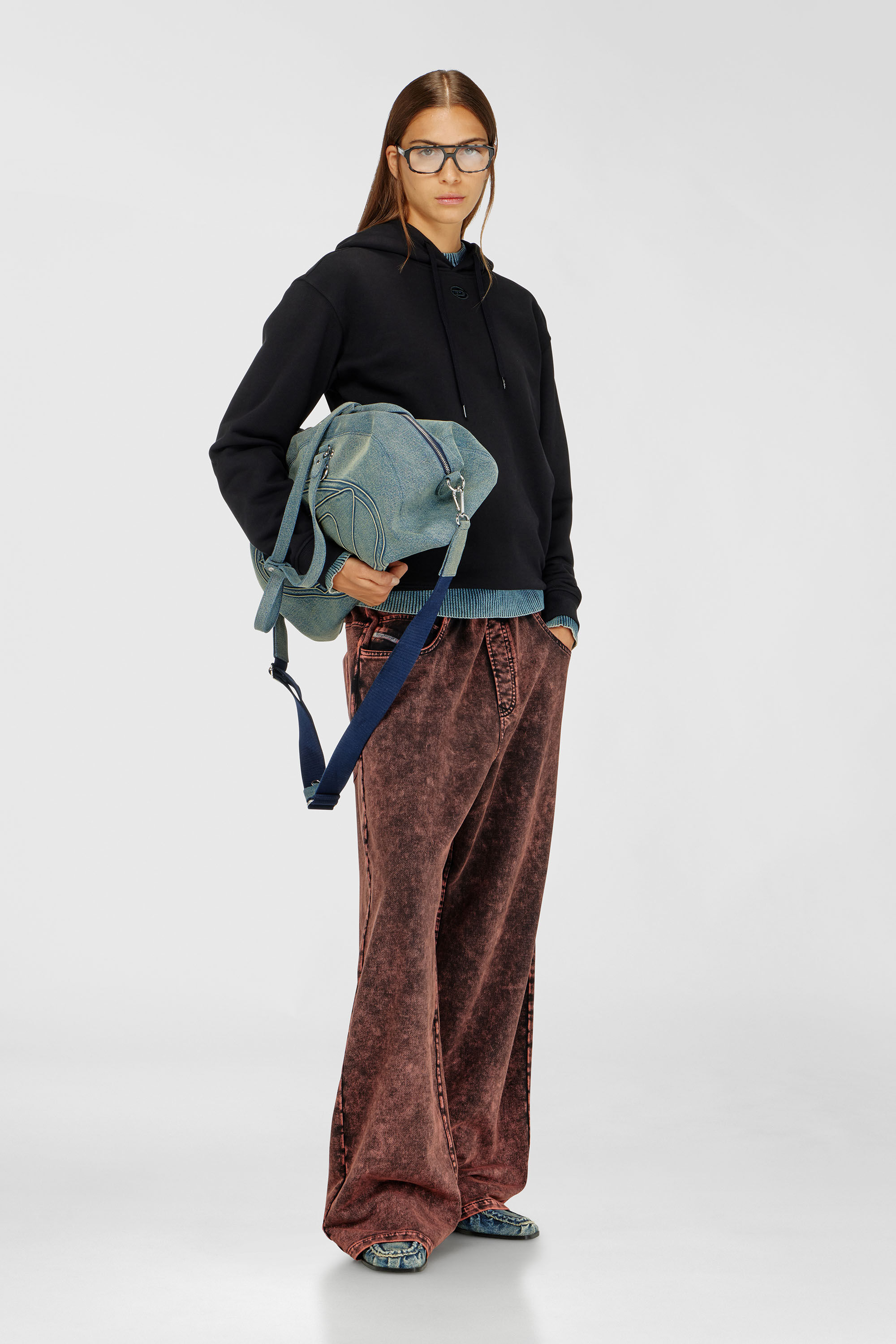 Diesel - F-NORMY-HOOD-OD, Felpa con cappuccio in cotone con logo Oval D Donna in Nero - 1