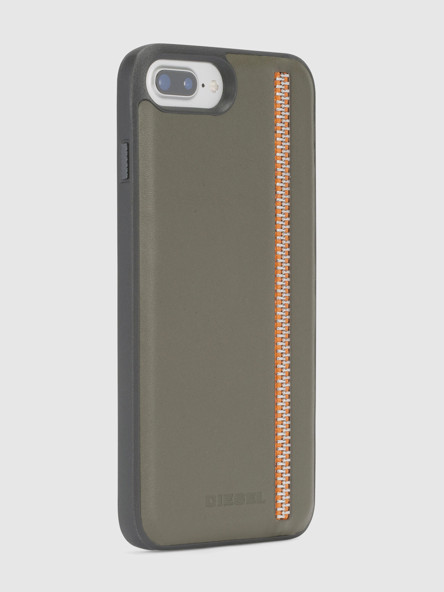 Diesel - ZIP OLIVE LEATHER IPHONE 8 PLUS/7 PLUS/6s PLUS/6 PLUS CASE, Unisex Olivgrüne Schutzhülle mit Reißverschlussdetail, iPhone 8Plus/7Plus/6s Plus/6Plus in Olivgrün - 4