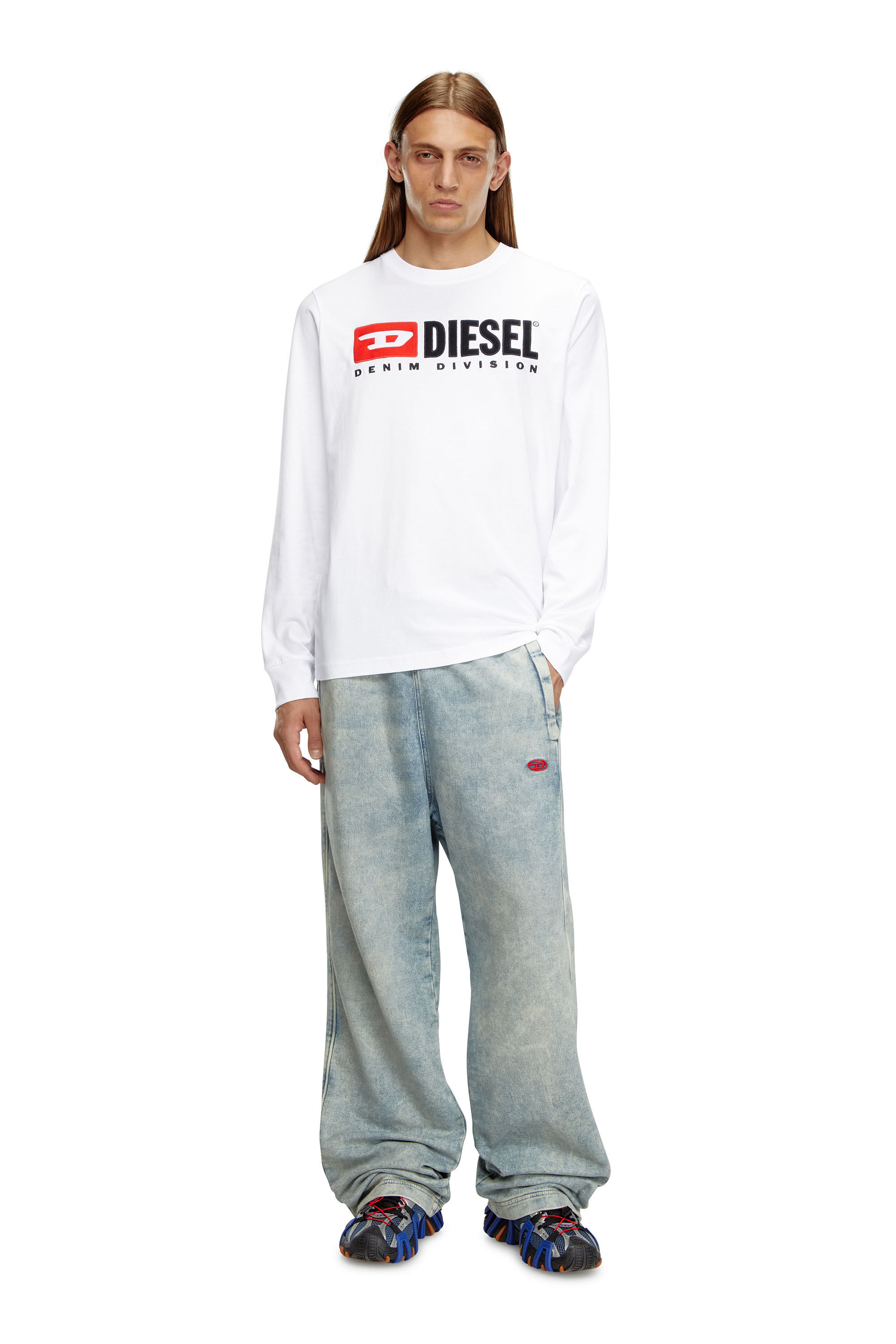 Diesel - T-JUST-LS-DIV, Man Long-sleeve T-shirt with embroidery in White - Image 1