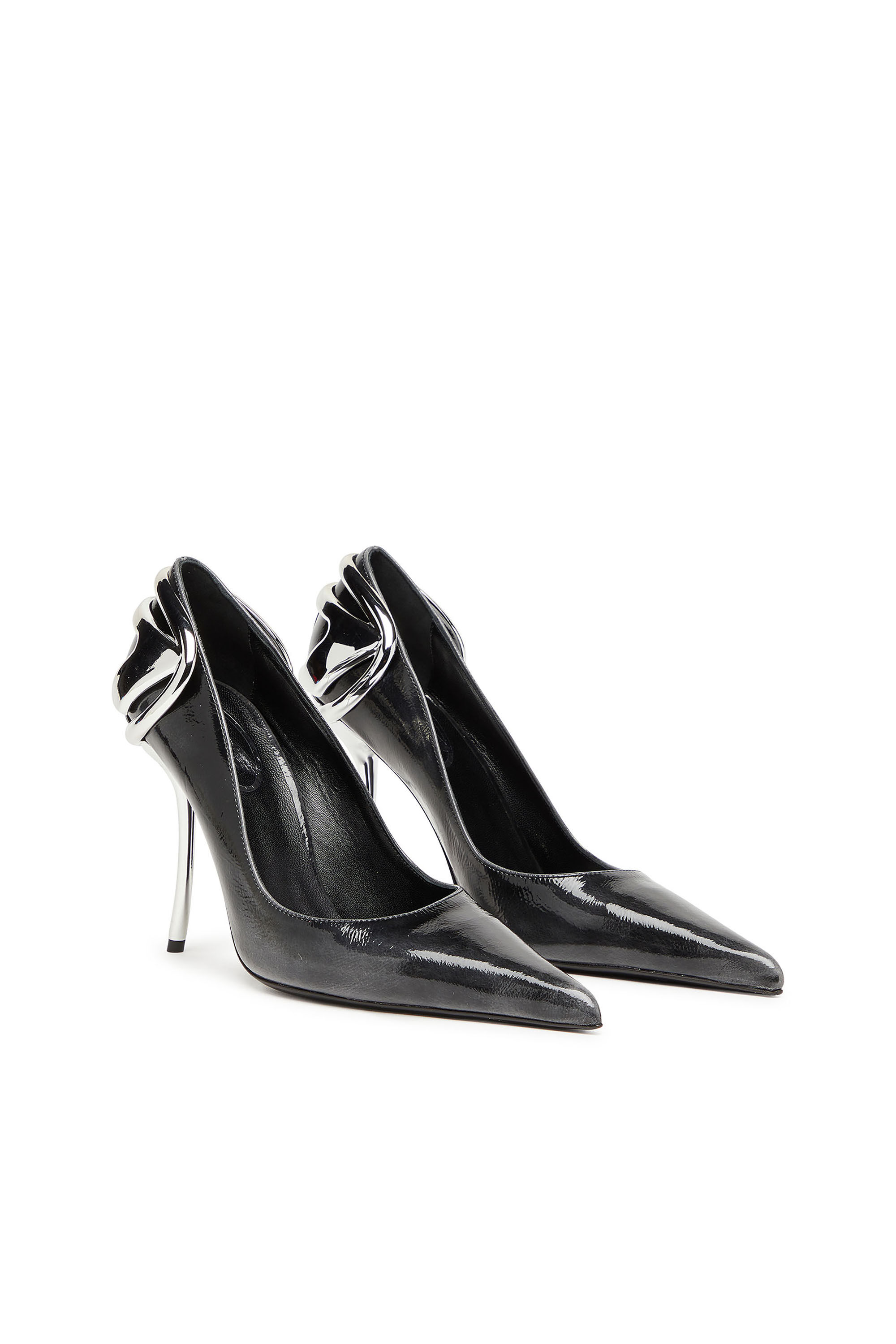 Diesel - D-TEN&HALF P, Escarpins en cuir verni effet pull-up Femme in Noir - 2