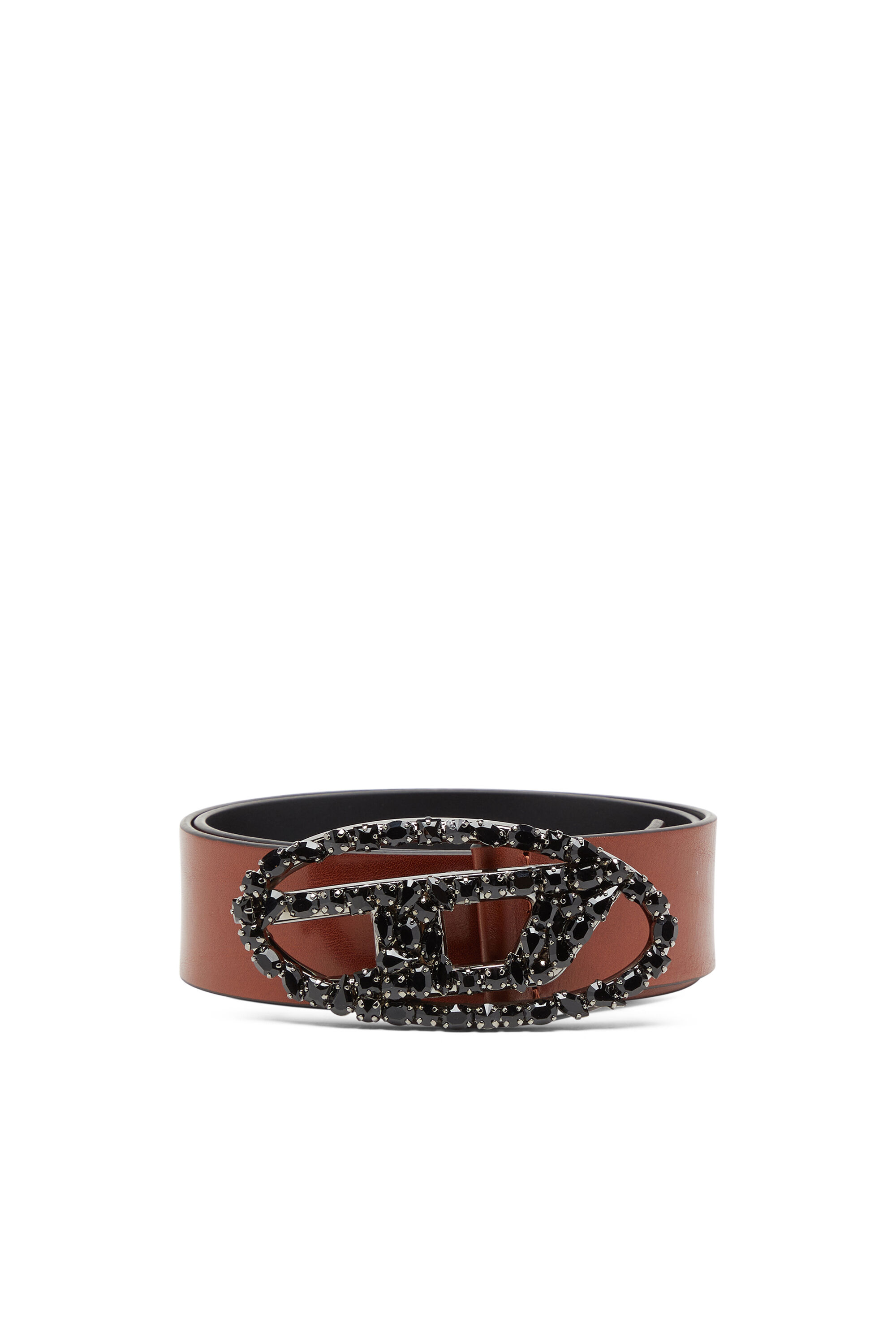 Diesel - B-1DR W-CROWN, Ceinture en cuir pull-up de 4 cm avec boucle bijou Femme in Marron - 1