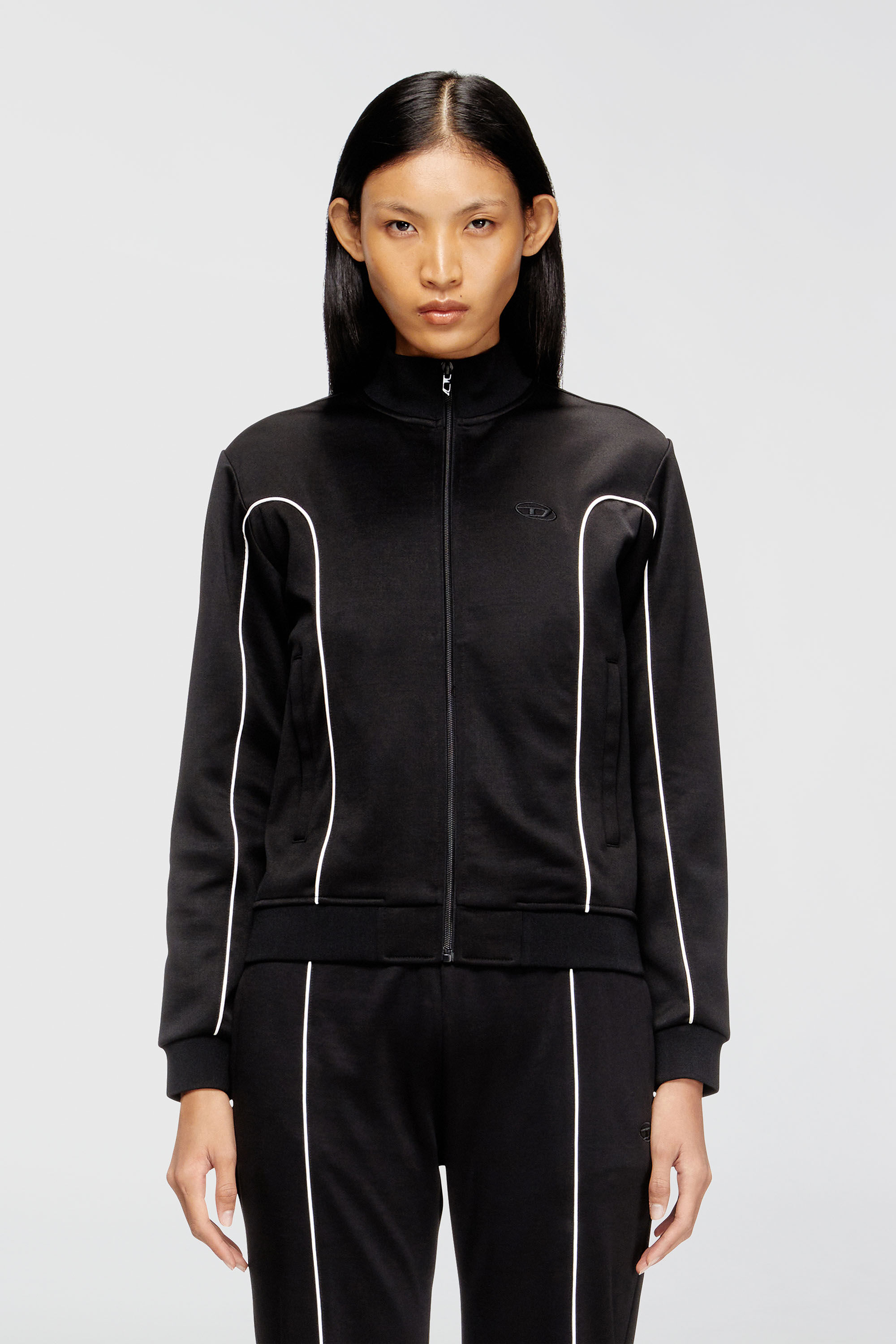 Diesel - F-LOCKING-OD, Veste en molleton avec passepoil contrastant Femme in Polychrome - 3