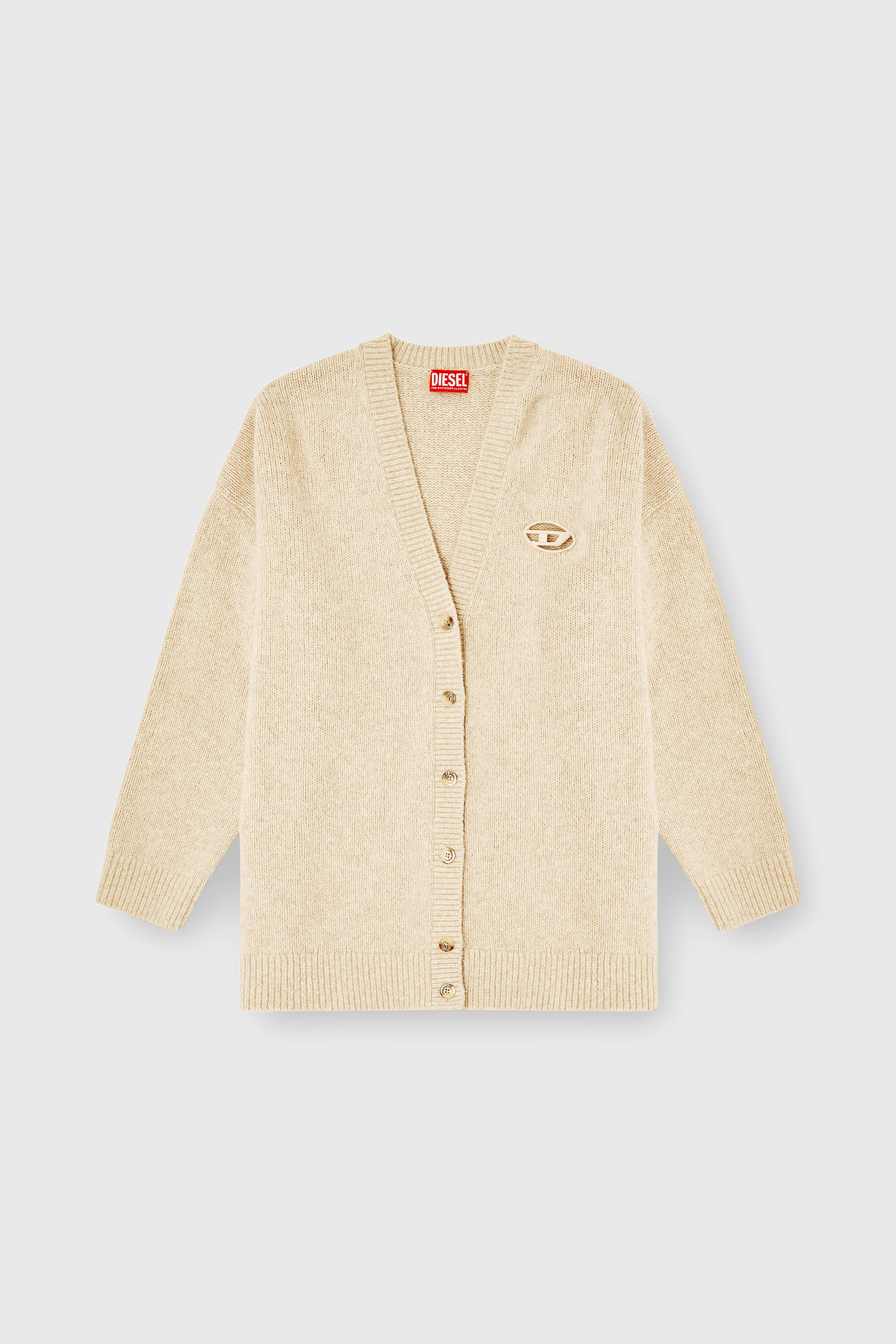 Diesel - M-AREELA, Cardigan en m&eacute;lange de laine et d'alpaga Femme in Beige - 2