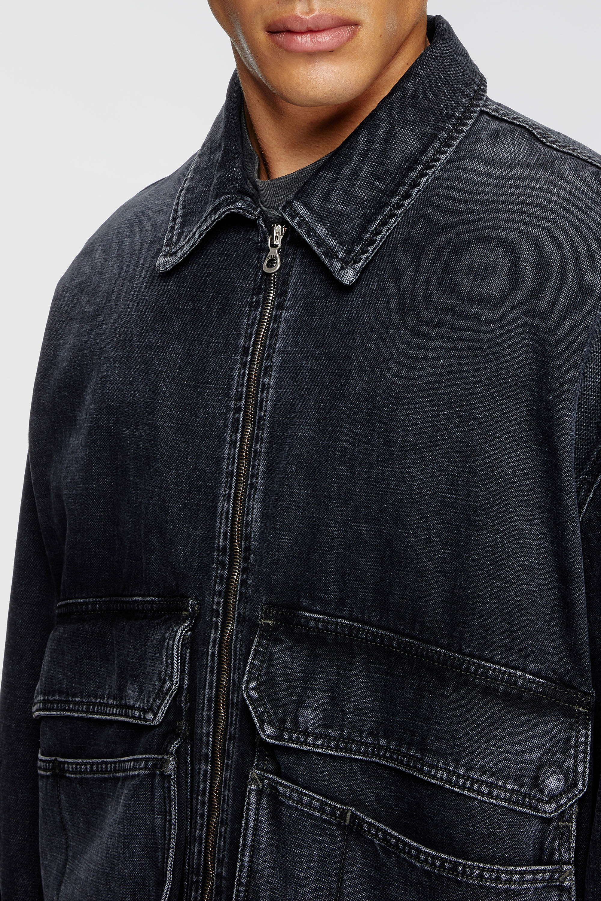Diesel - D-KURZ, Veste en denim tiss&eacute; batavia Mixte in Noir - 5