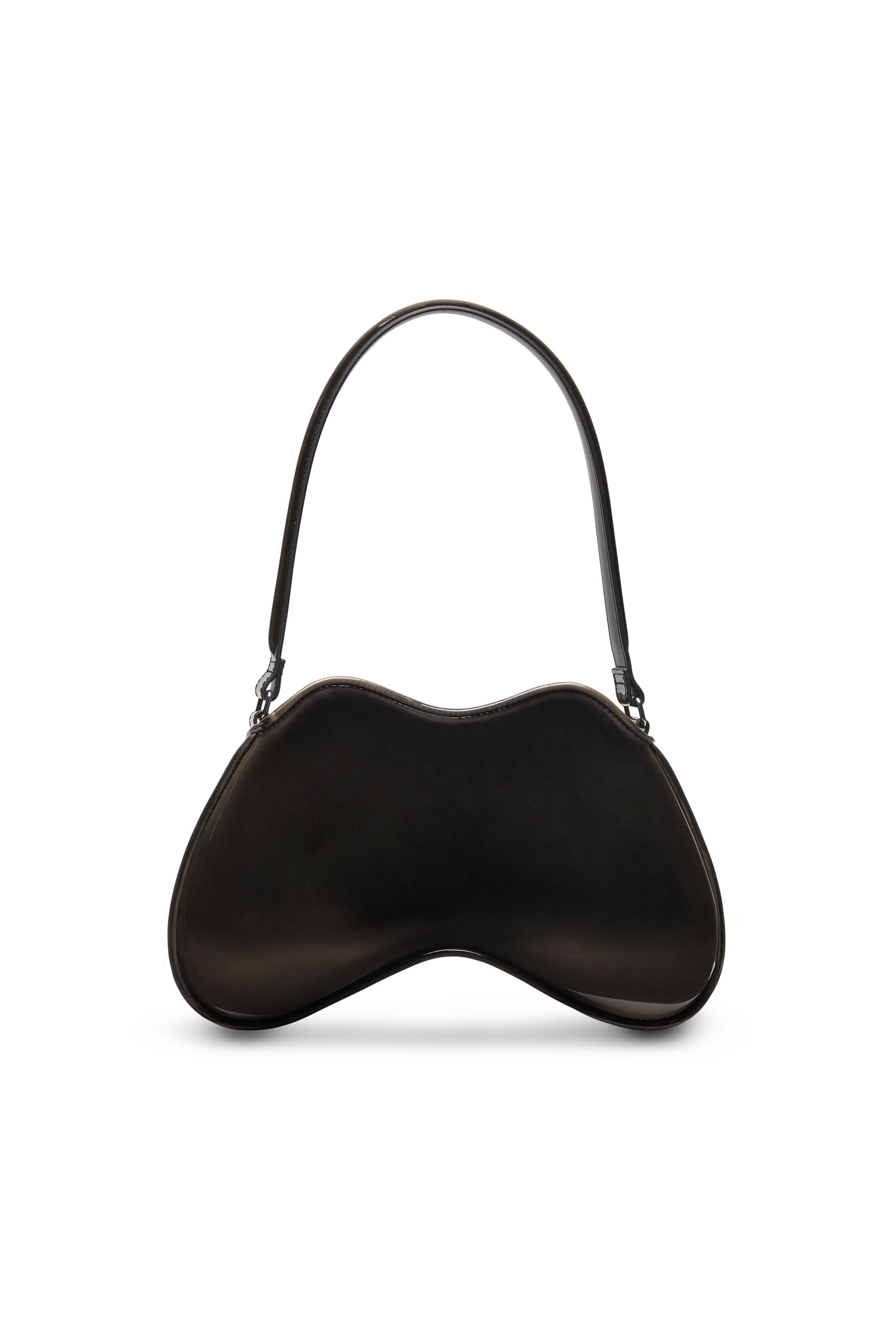 Diesel - DOUBLE-D SHOULDER, Borsa a spalla in PU lucido dégradé Donna in Nero - 3