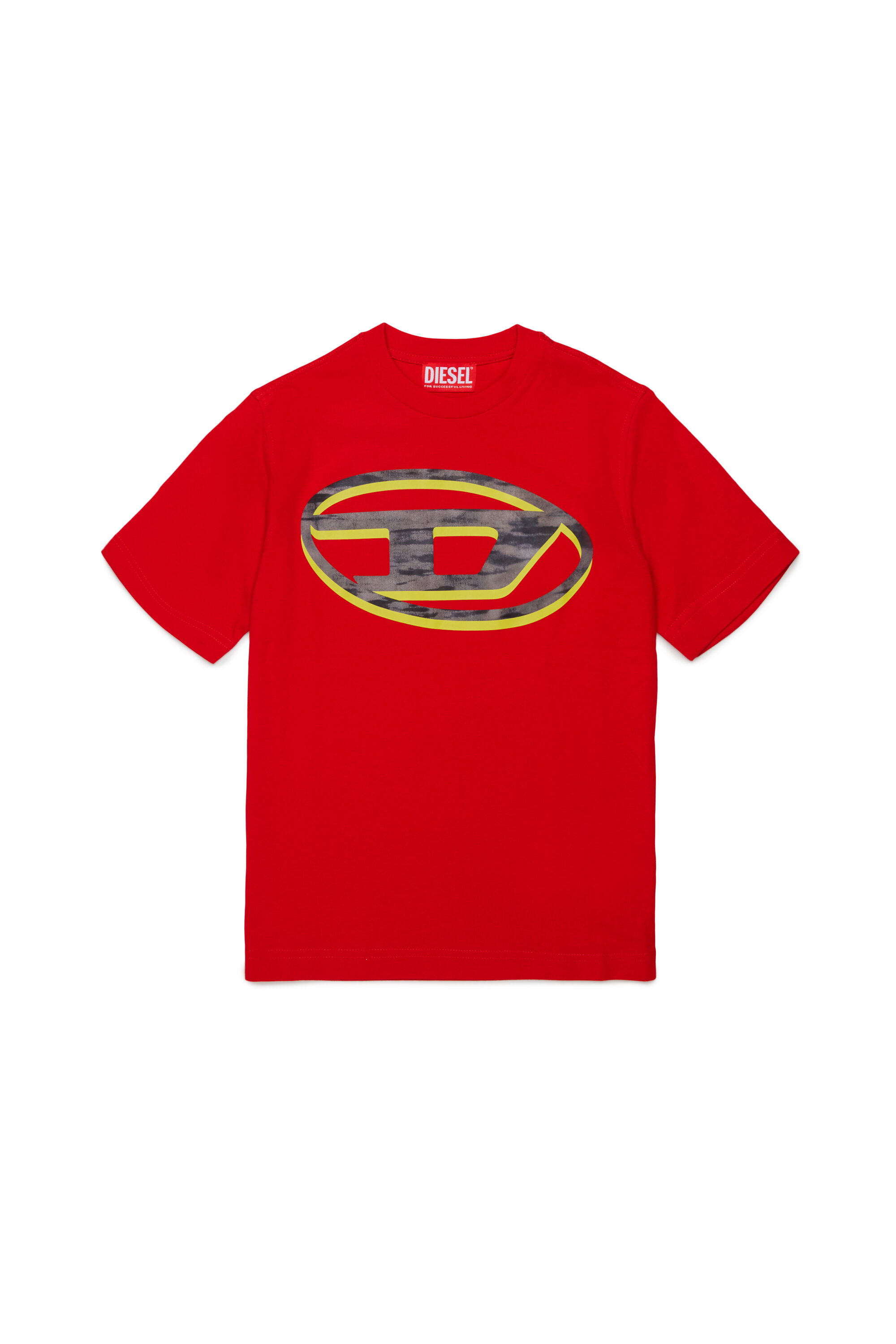 Diesel - TVEL OVER, Herren T-Shirt mit zweifarbigem Oval D Print in Rot - 1