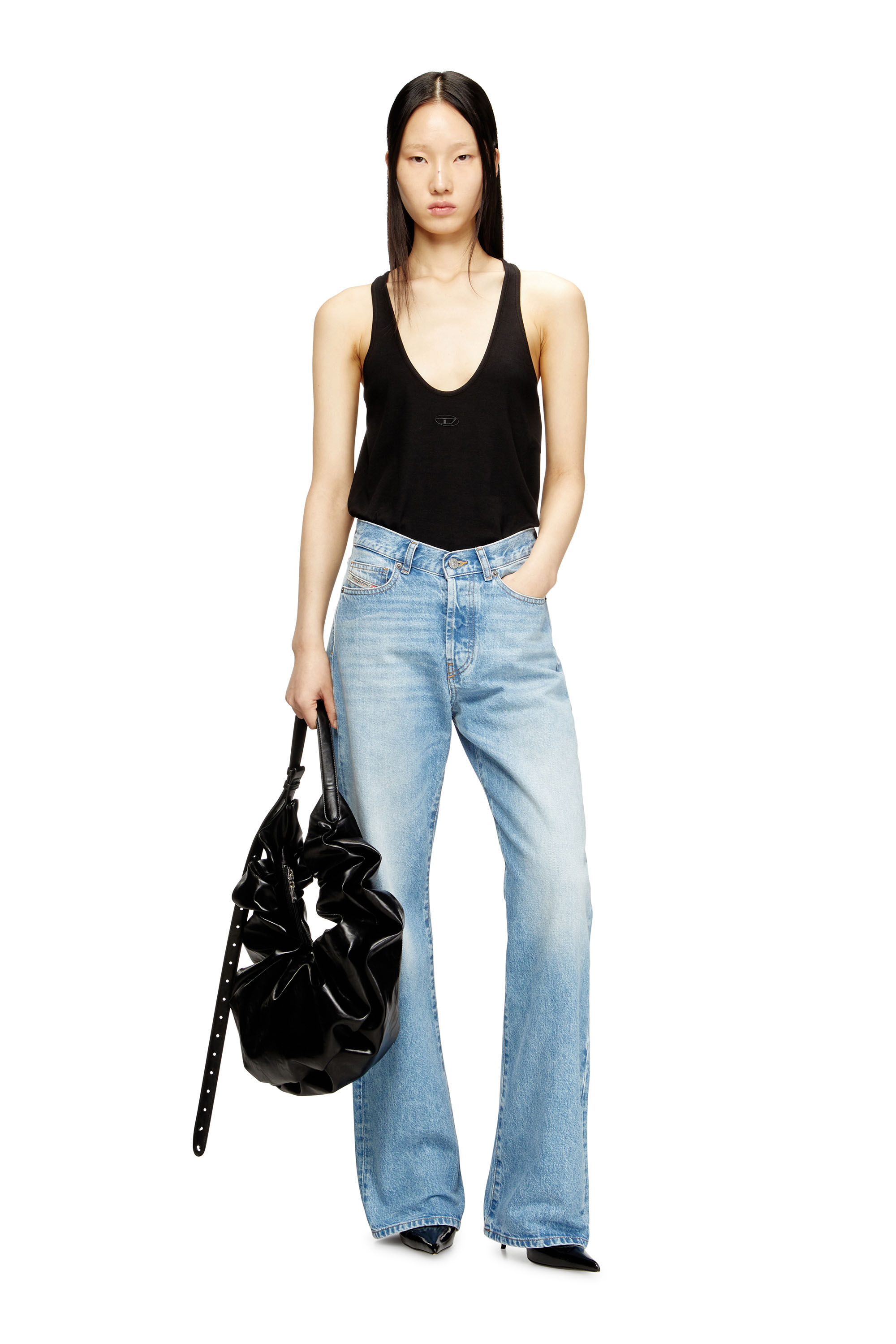 Diesel - T-IPSYA-LKDS, Damen Geripptes Tanktop mit Oval D in Schwarz - 1