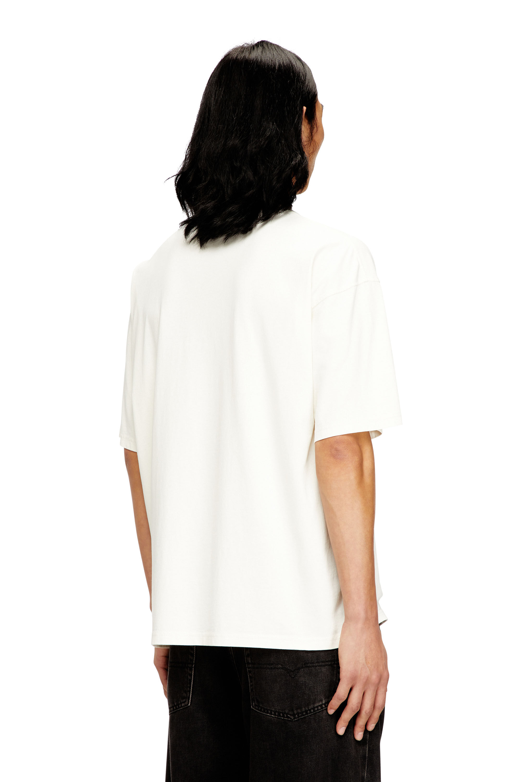 Diesel - T-BOXT-N14, Herren T-Shirt mit beflocktem Distressed-Logo in Weiss/Schwarz - 4