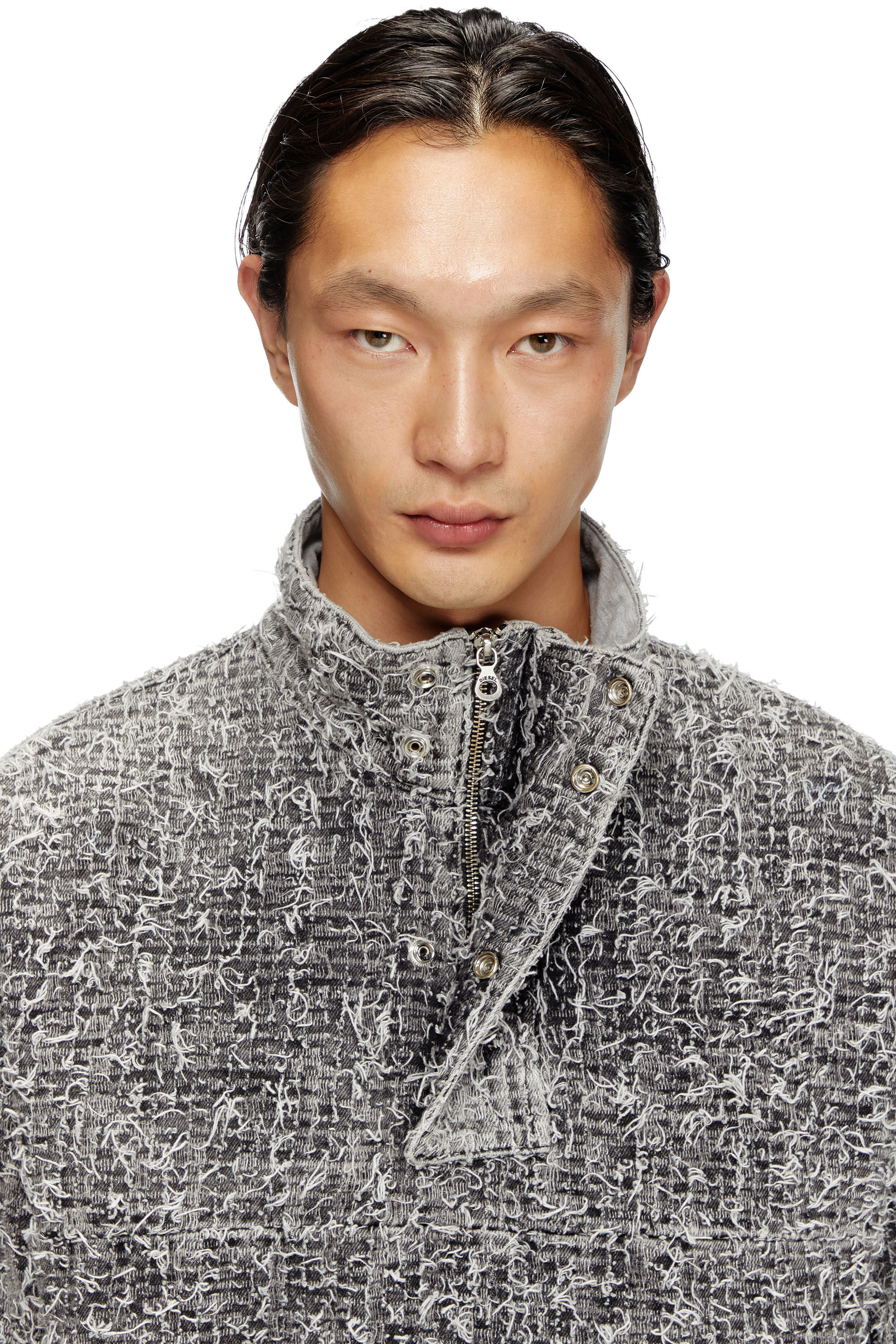 Diesel - D-FLOW-S2, Veste pull en denim bouclé Mixte in Gris - 5